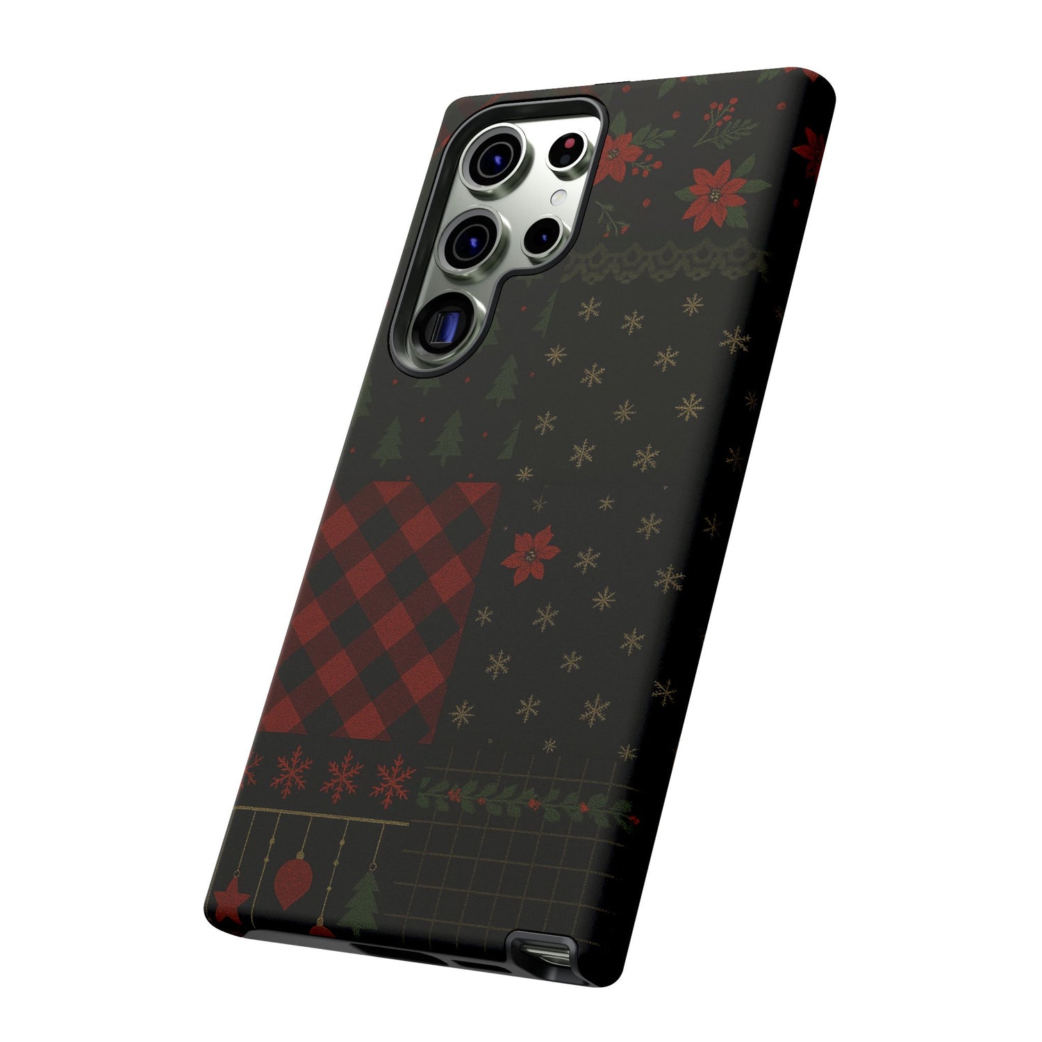 Black Festive Phone Case - Christmas Phone Cover - Tough Design