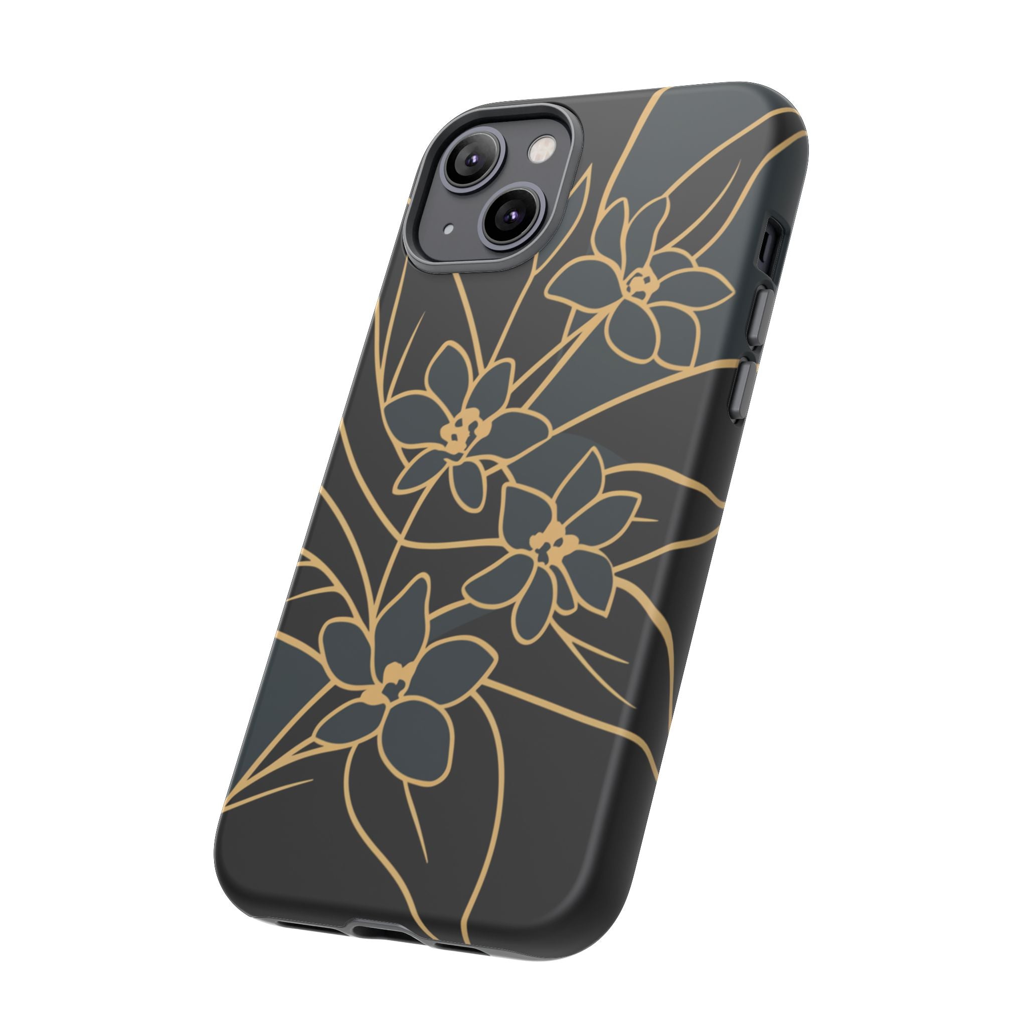 Golden Bloom - Elegant Floral Line Art Phone Case