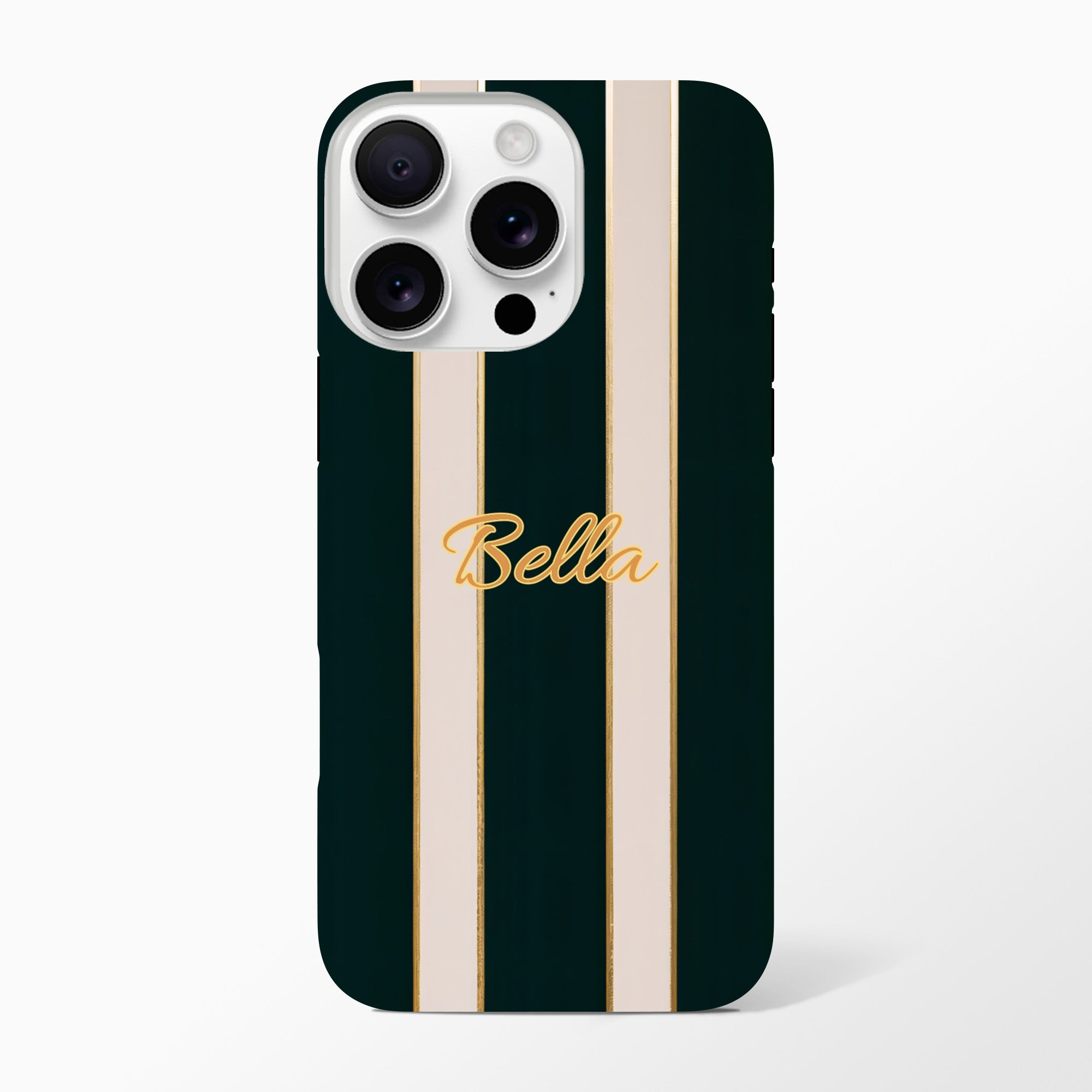 Elegant Striped Phone Case - Black & Cream Design with Gold Accents for iPhone & Samsung | Luxury Protection