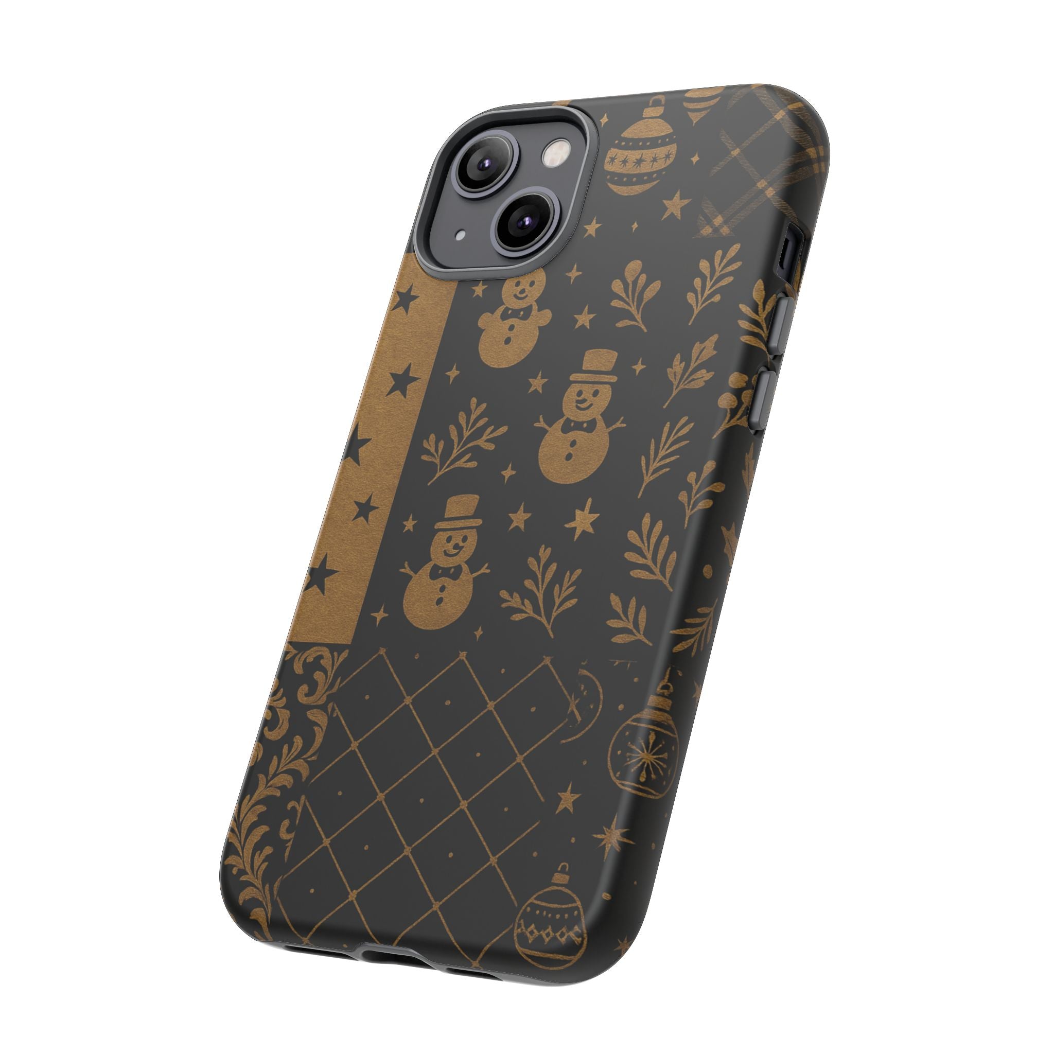 Black Festive Phone Case | Christmas Gift | Holiday Decor | Snowman Design | Tough Cases | Winter Celebration