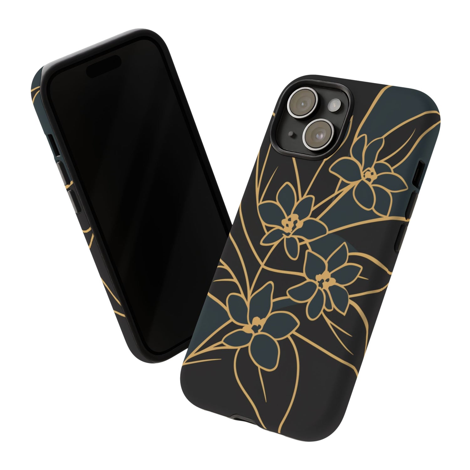 Golden Bloom - Elegant Floral Line Art Phone Case