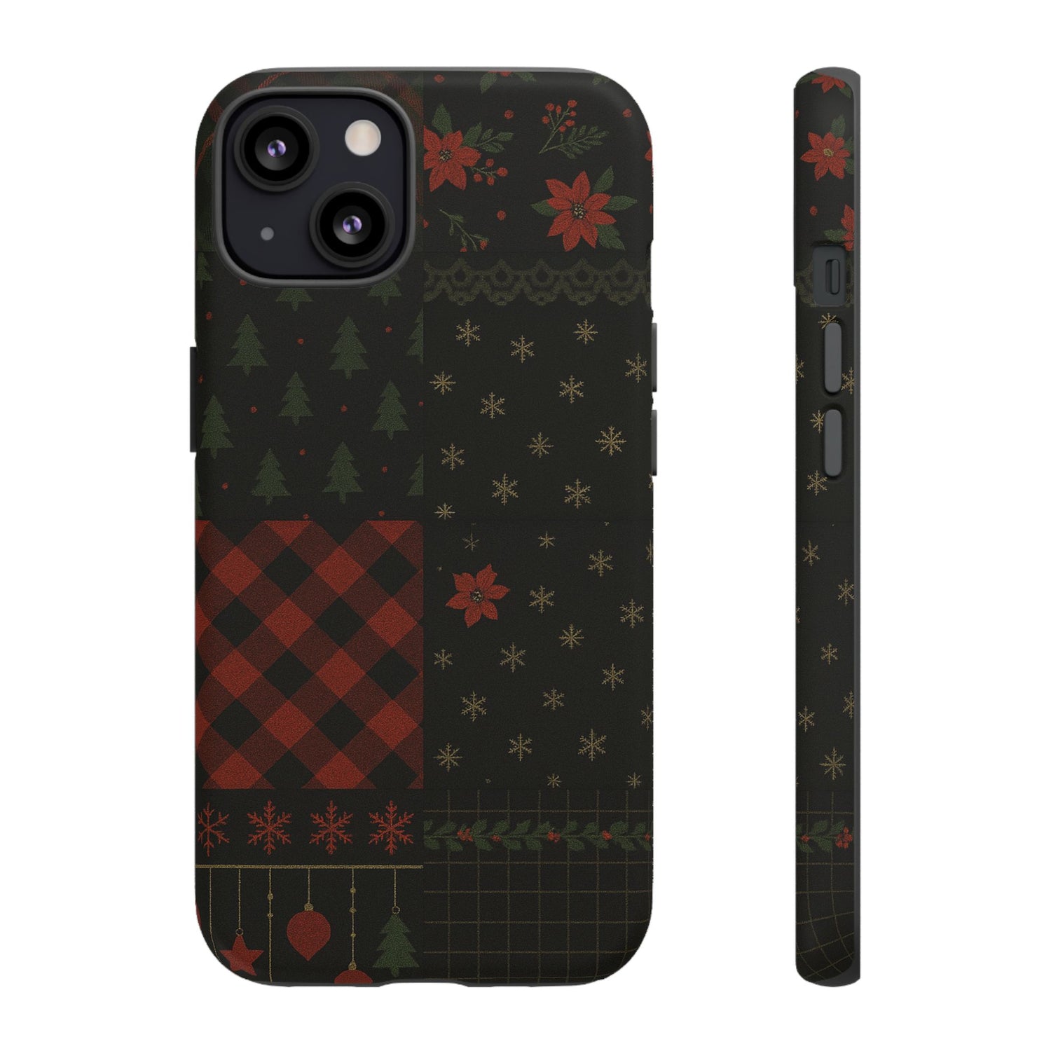 Black Festive Phone Case - Christmas Phone Cover - Tough Design iPhone 13 Matte