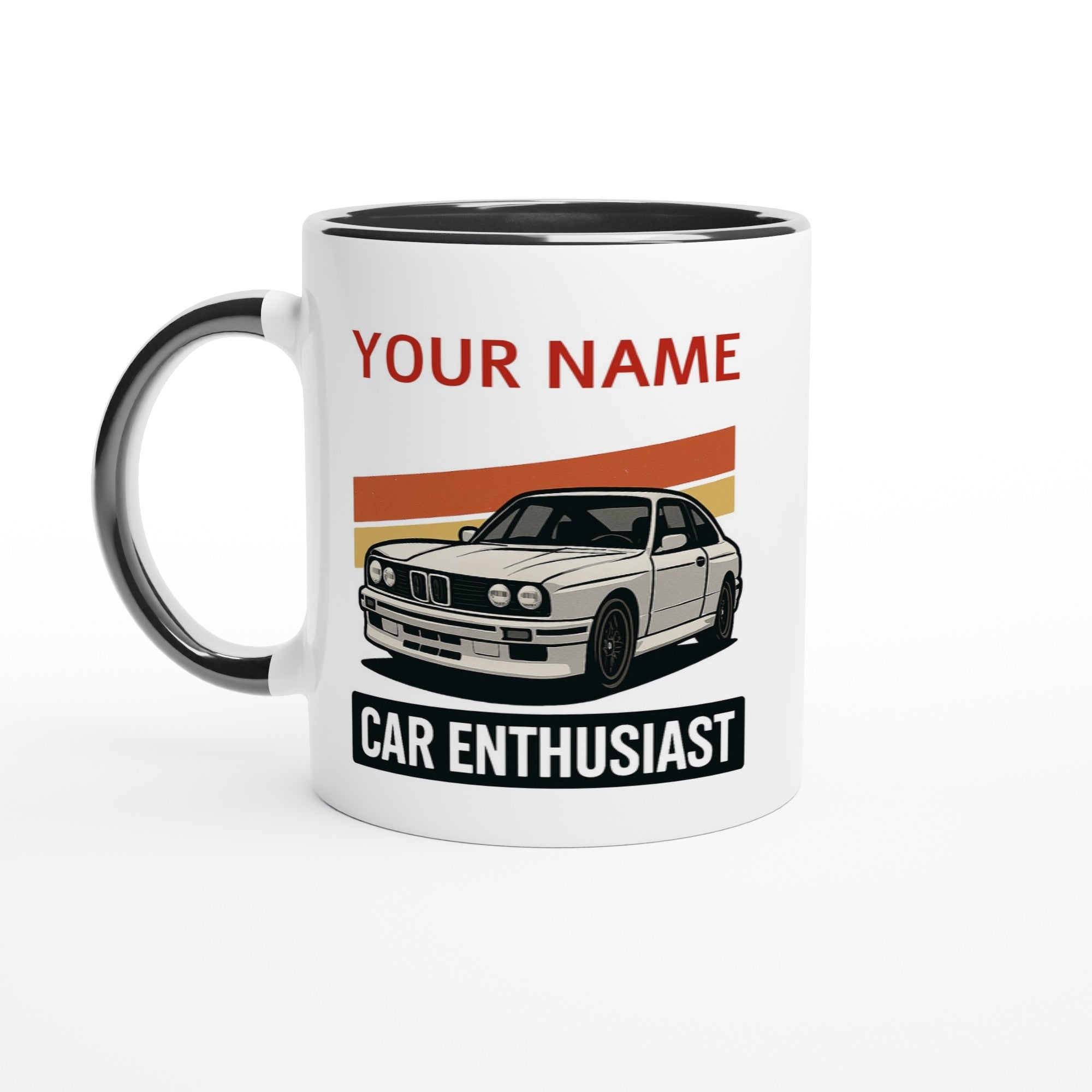 Personalized BMW Car Enthusiast Mug - Custom Name Coffee Cup - Perfect Gift for Car Lovers Ceramic Black