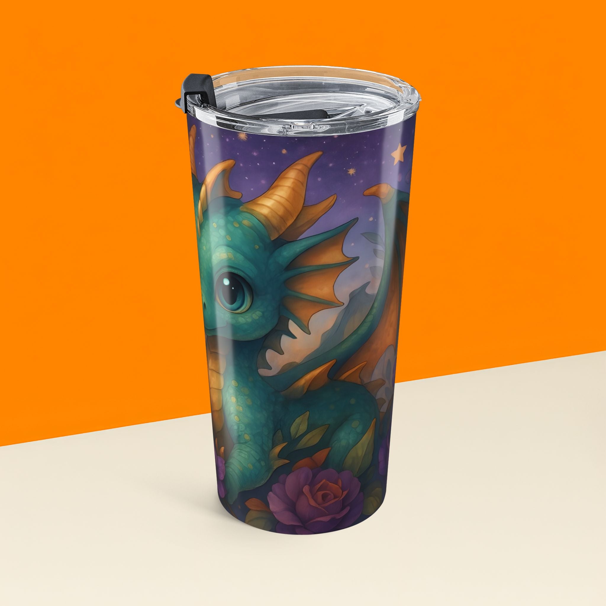 Cute Dragon Tumbler - Personalised 20oz Insulated Cup | Custom Name Stainless Steel Travel Mug