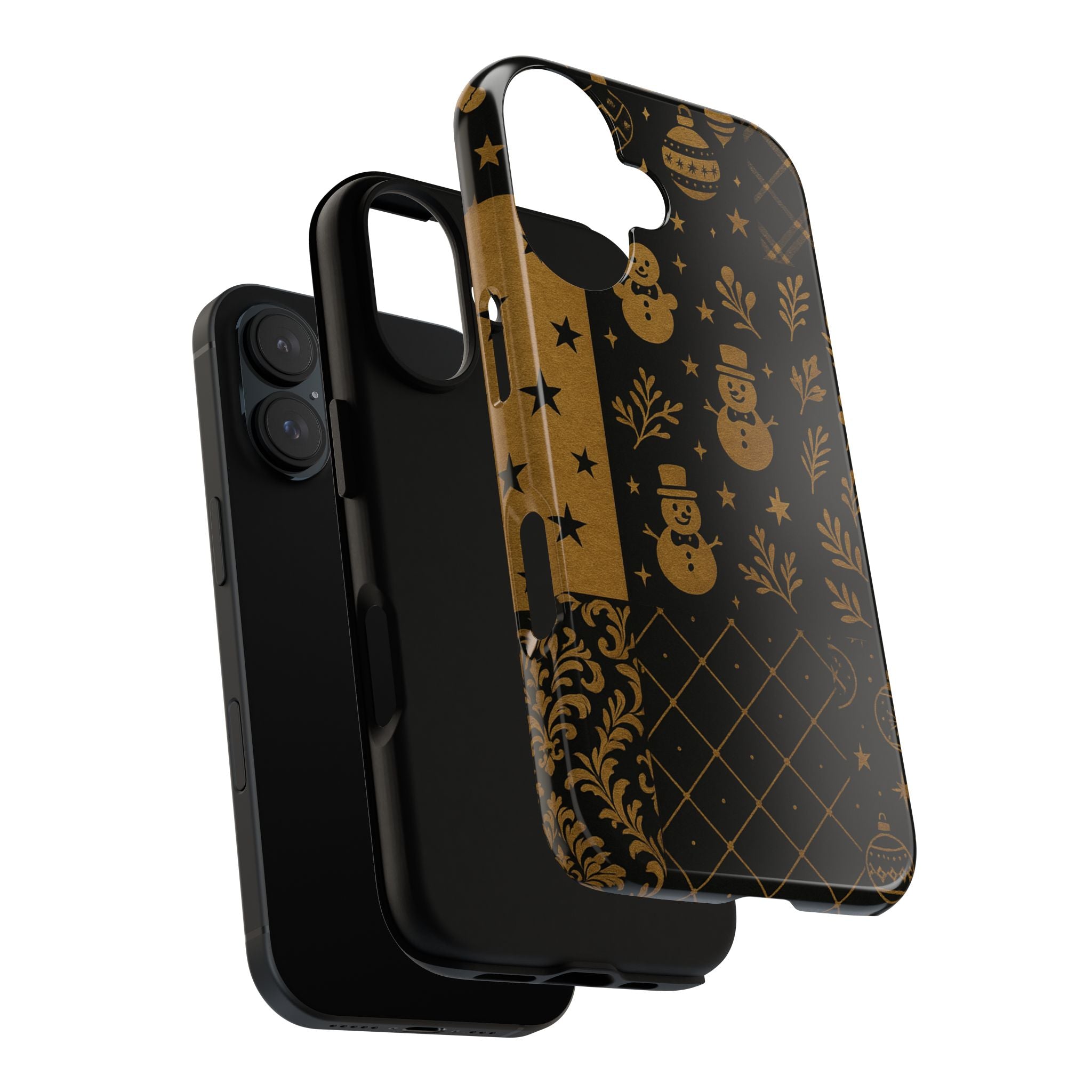 Black Festive Phone Case | Christmas Gift | Holiday Decor | Snowman Design | Tough Cases | Winter Celebration