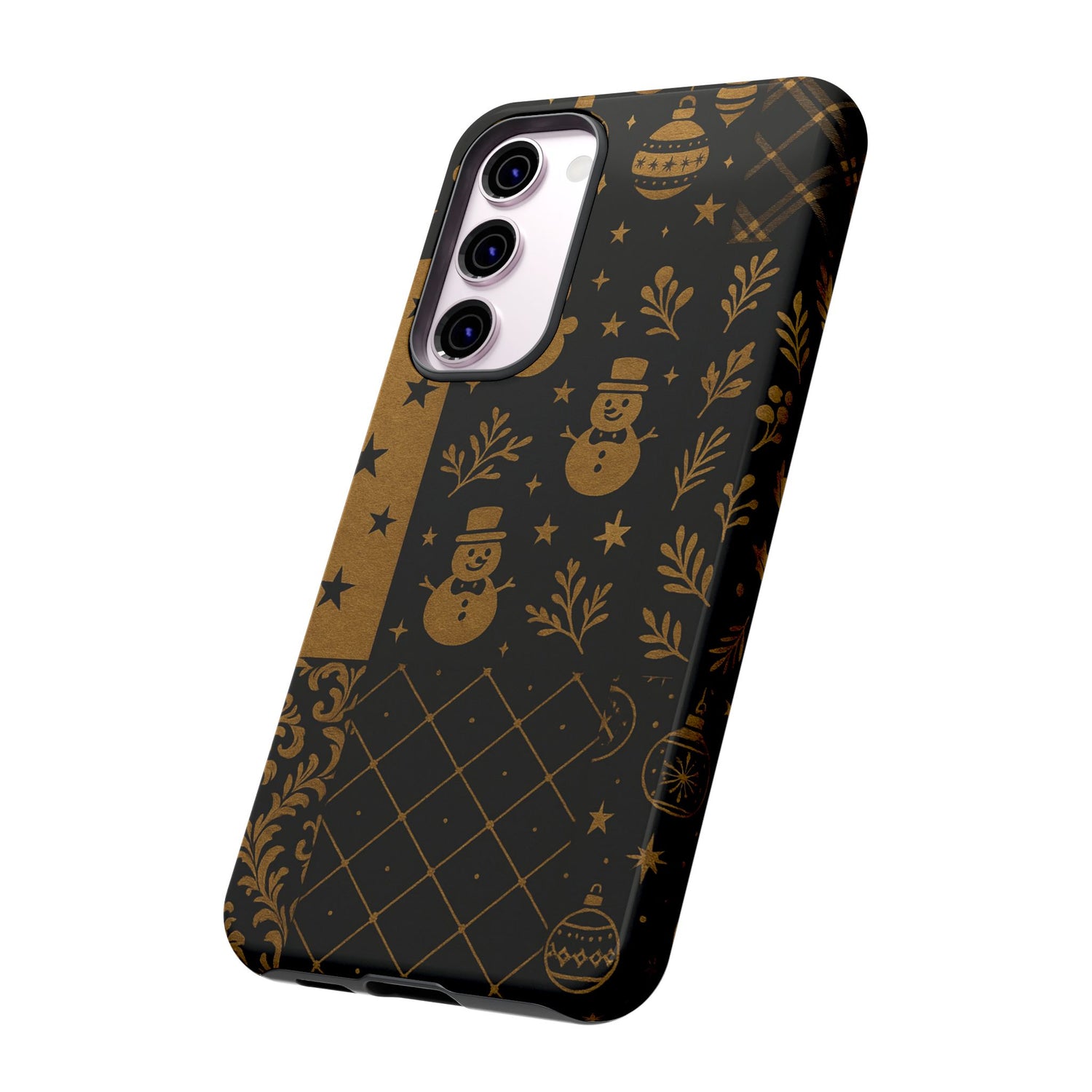 Black Festive Phone Case | Christmas Gift | Holiday Decor | Snowman Design | Tough Cases | Winter Celebration