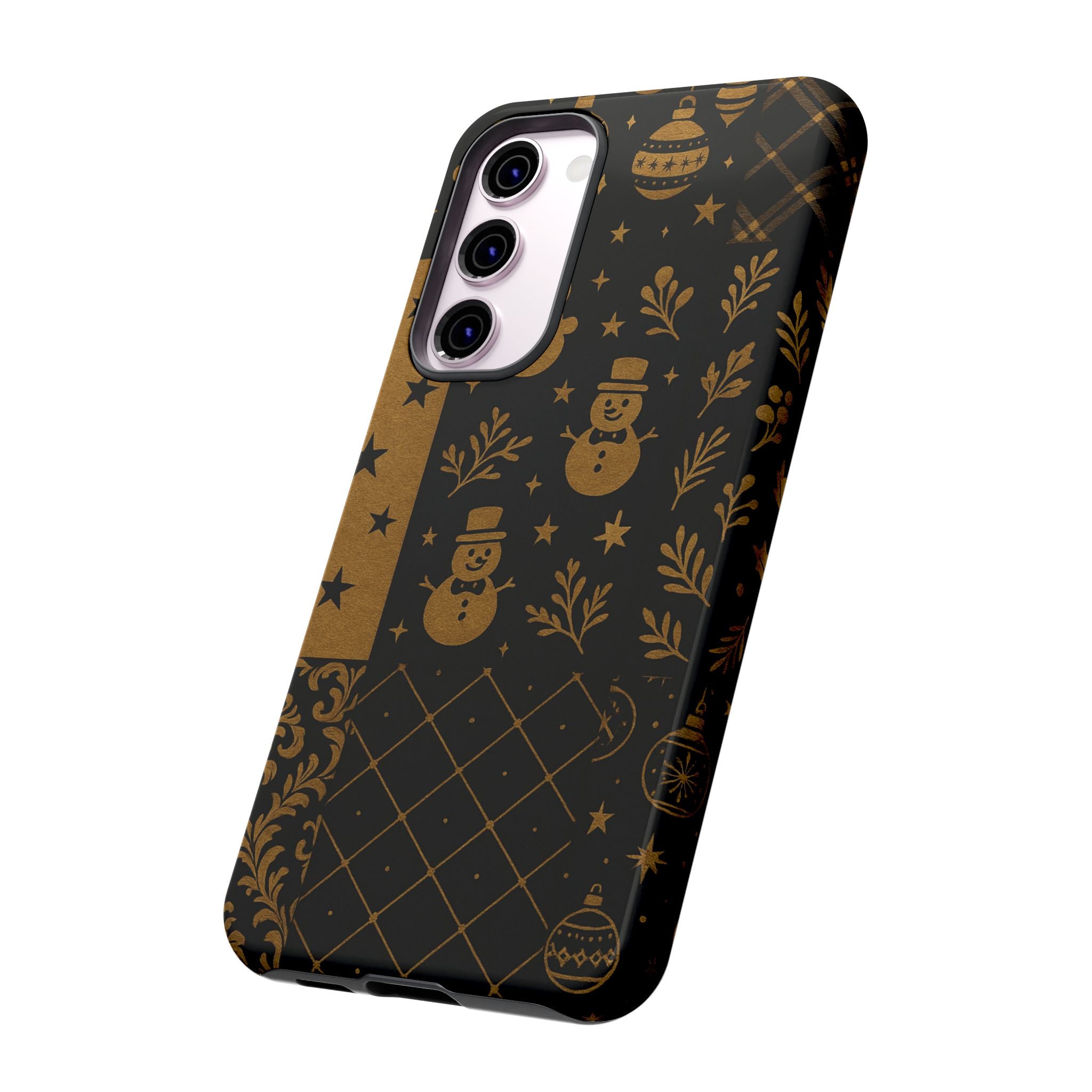 Black Festive Phone Case | Christmas Gift | Holiday Decor | Snowman Design | Tough Cases | Winter Celebration