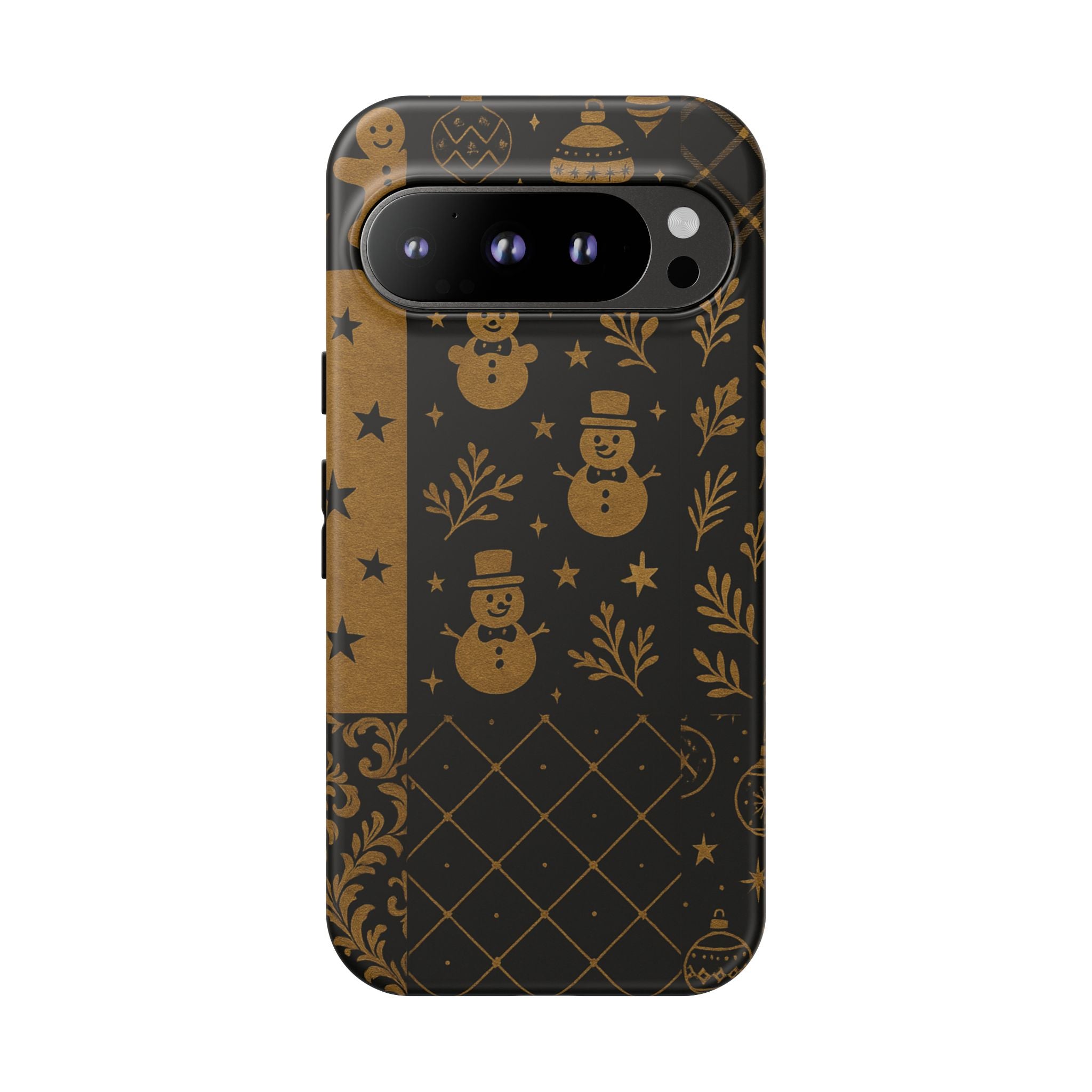 Black Festive Phone Case | Christmas Gift | Holiday Decor | Snowman Design | Tough Cases | Winter Celebration Google Pixel 9 Pro Matte