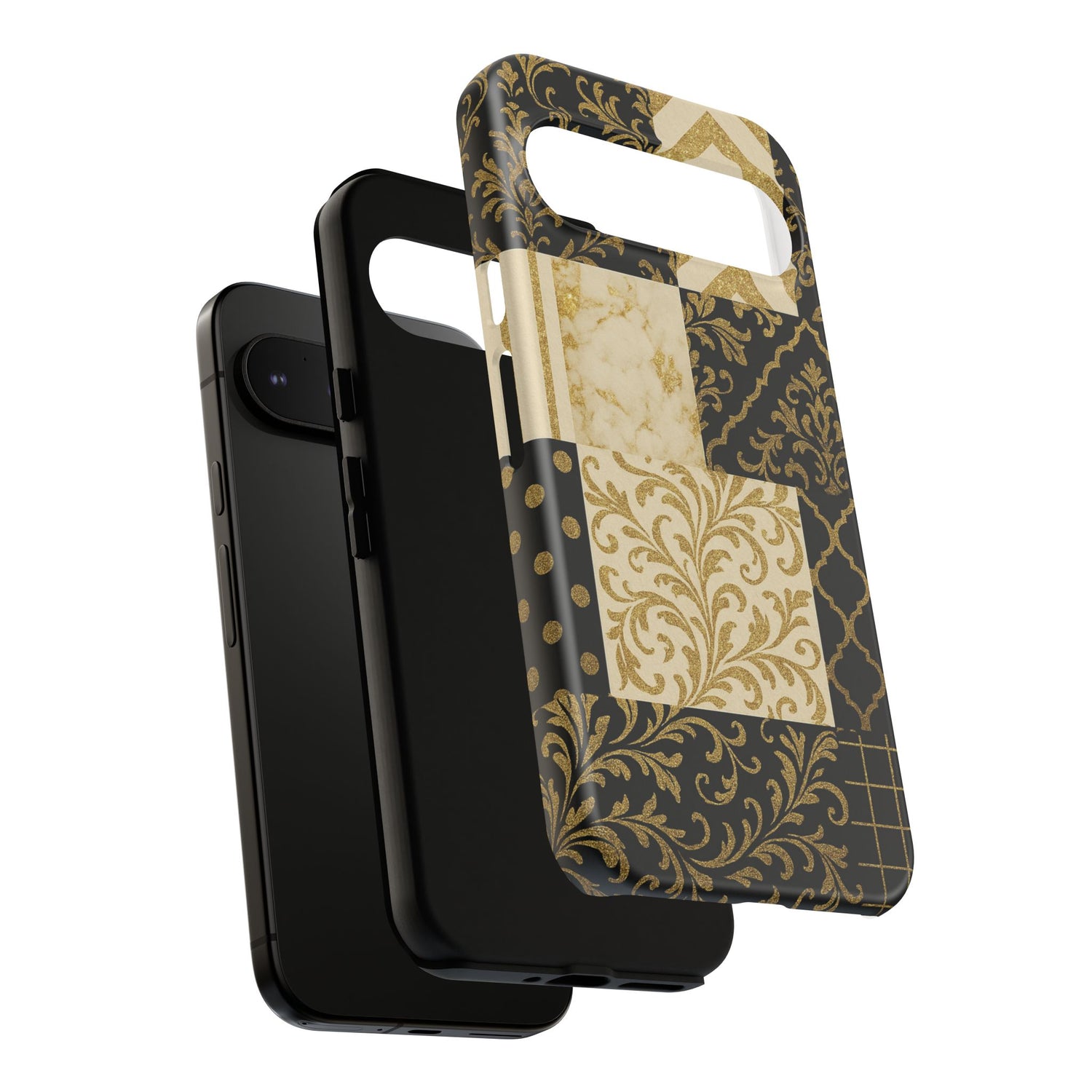 Phone Case, Luxury Black and Gold Festive Design for Christmas Gift, Holiday Decor, Tough Cases, Winter Celebration, Elegant iPhone Cover