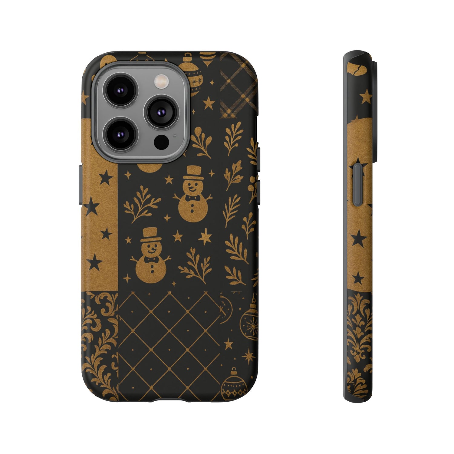 Black Festive Phone Case | Christmas Gift | Holiday Decor | Snowman Design | Tough Cases | Winter Celebration iPhone 14 Pro Matte