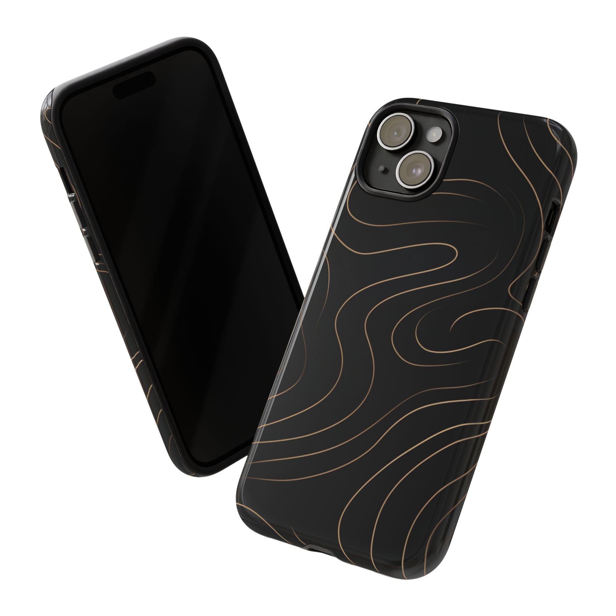 Noir Topograph - Black Minimalist Line Art Phone Case