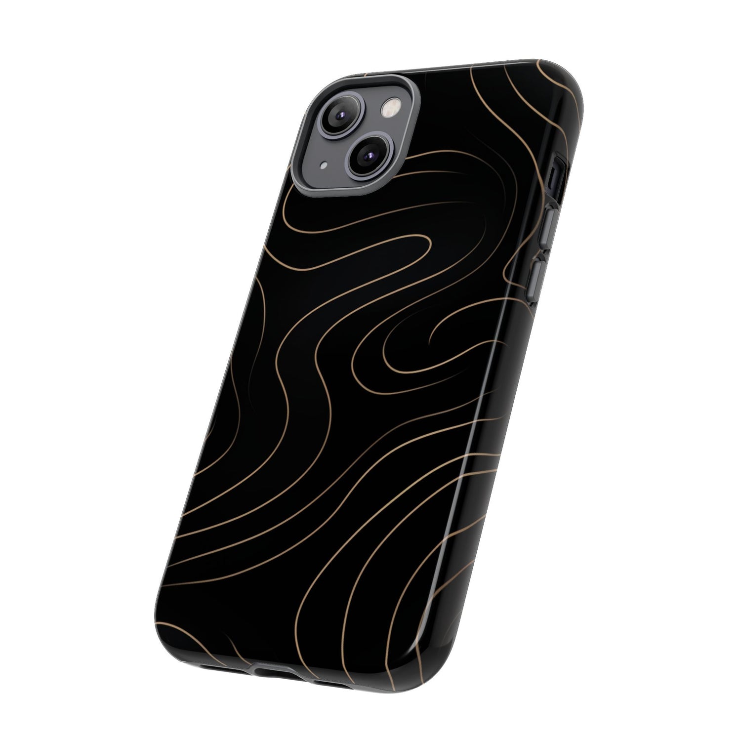 Noir Topograph - Black Minimalist Line Art Phone Case