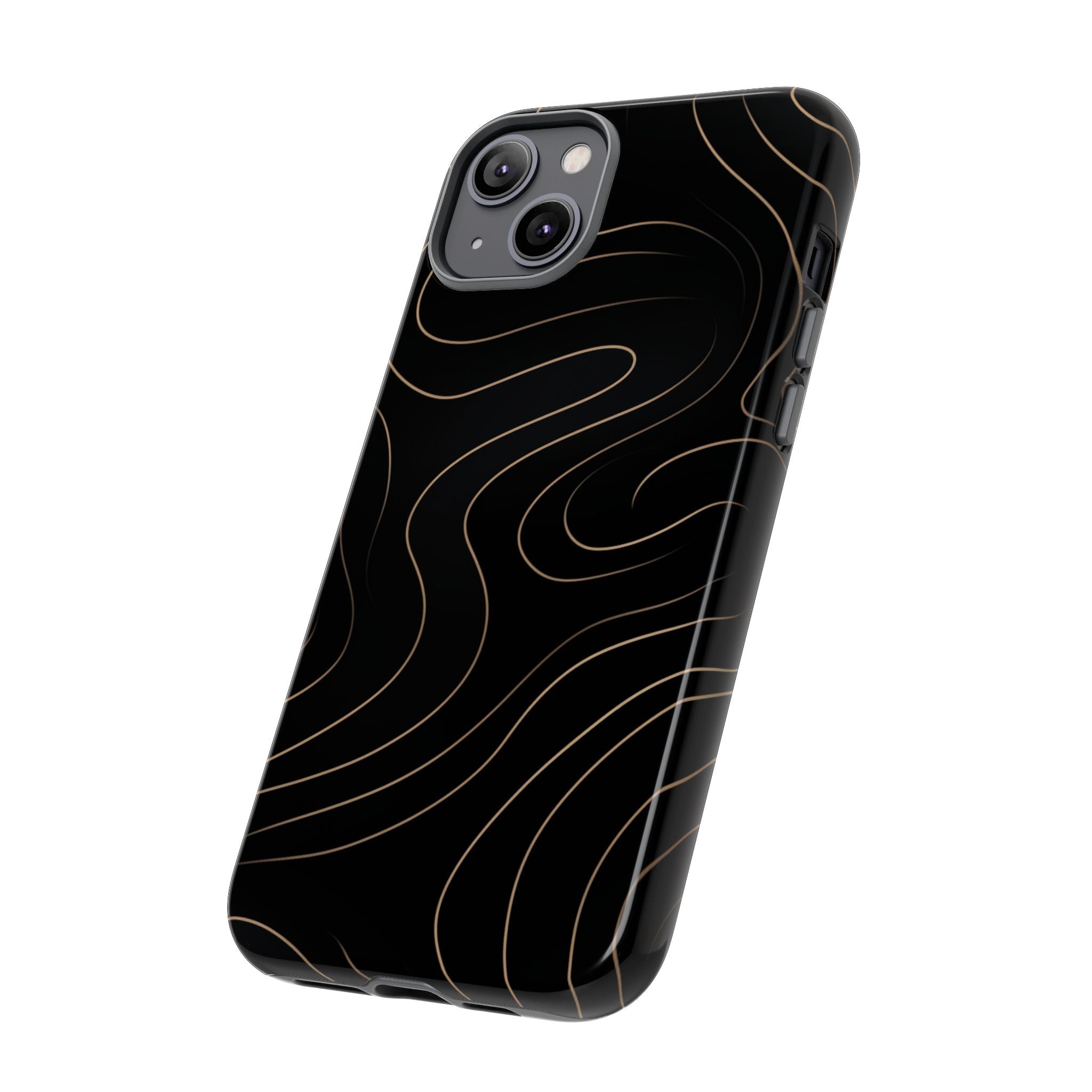 Noir Topograph - Black Minimalist Line Art Phone Case