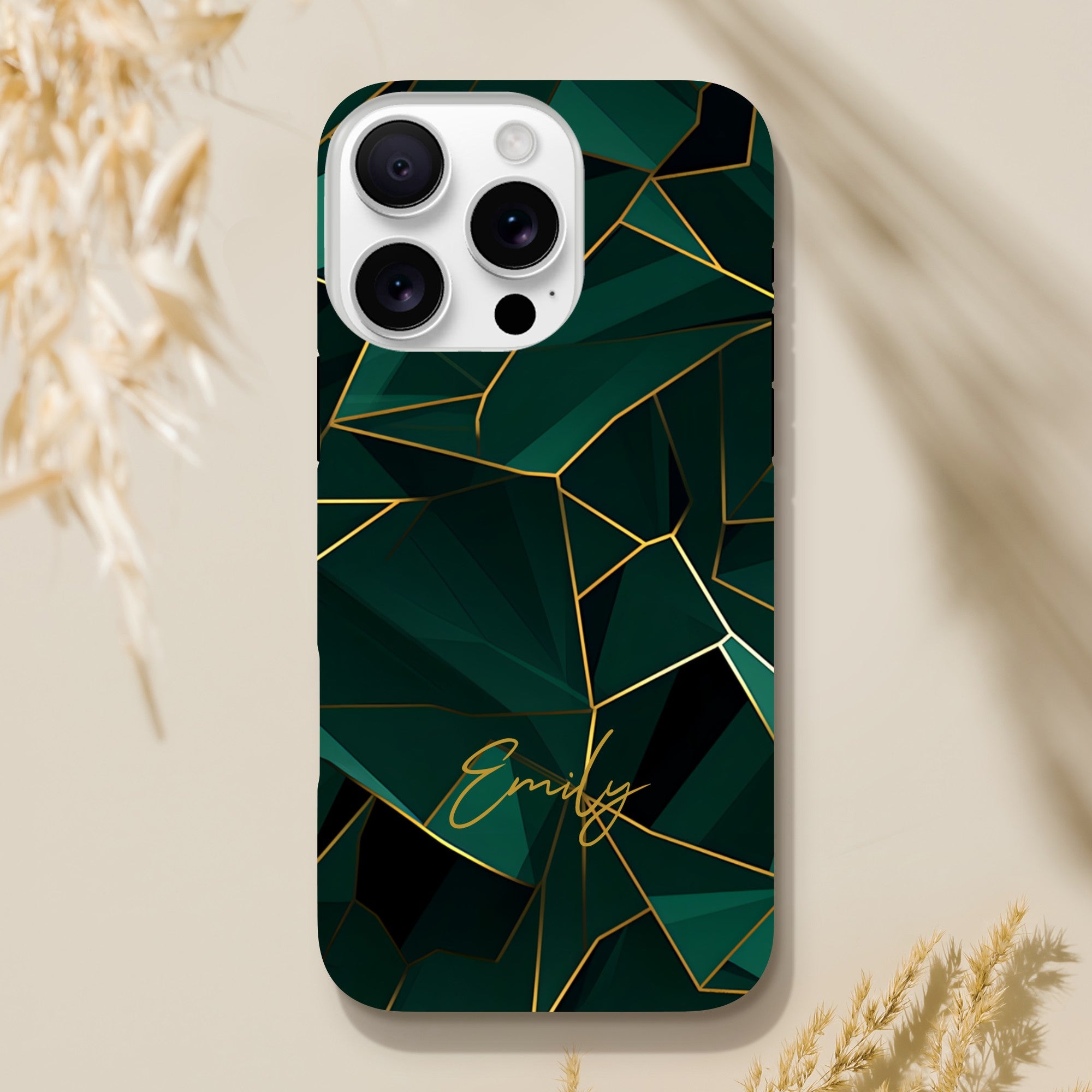 Personalized Emerald Green Tough iPhone Case - Luxury Double-Layer Protection iPhone 16 Pro Max