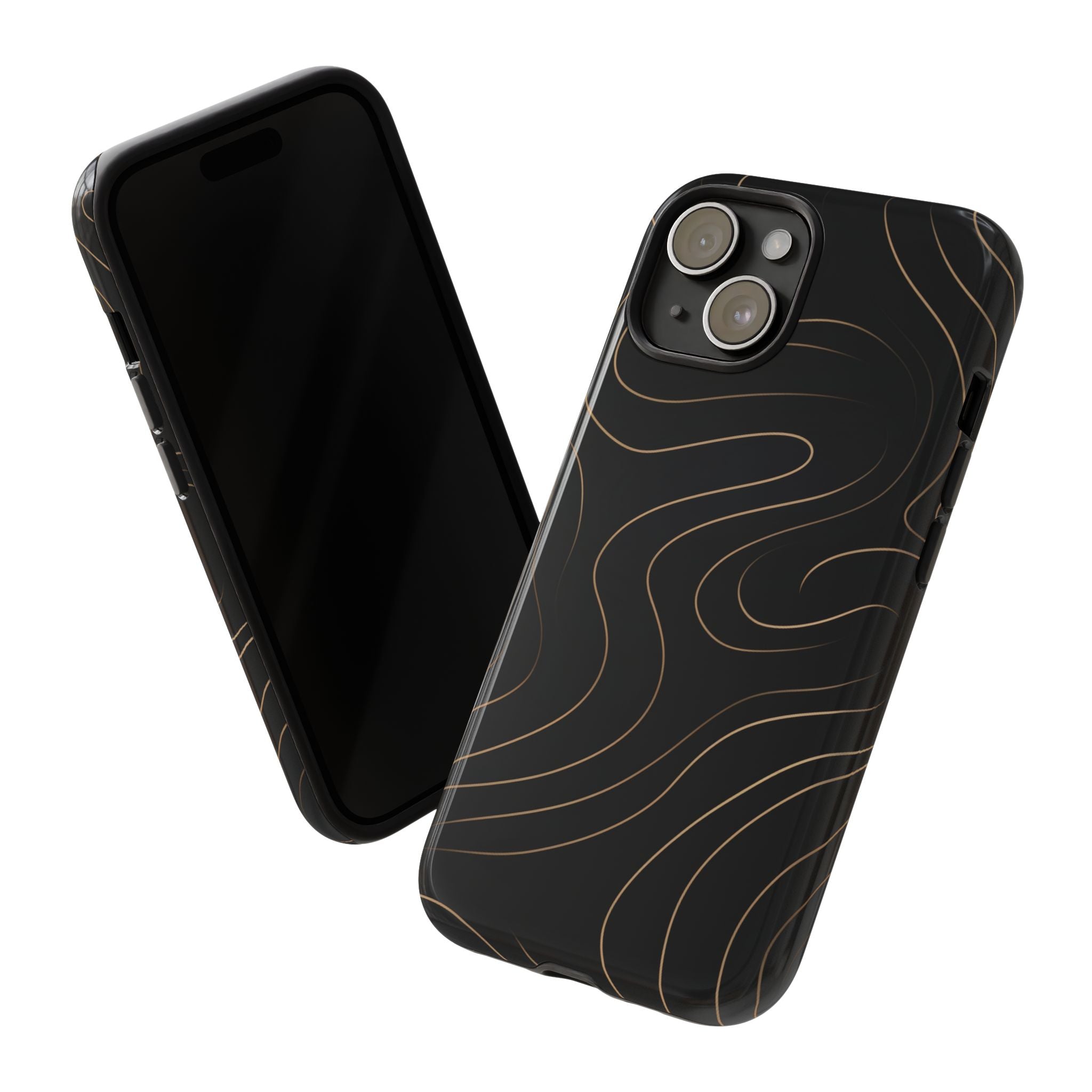 Noir Topograph - Black Minimalist Line Art Phone Case