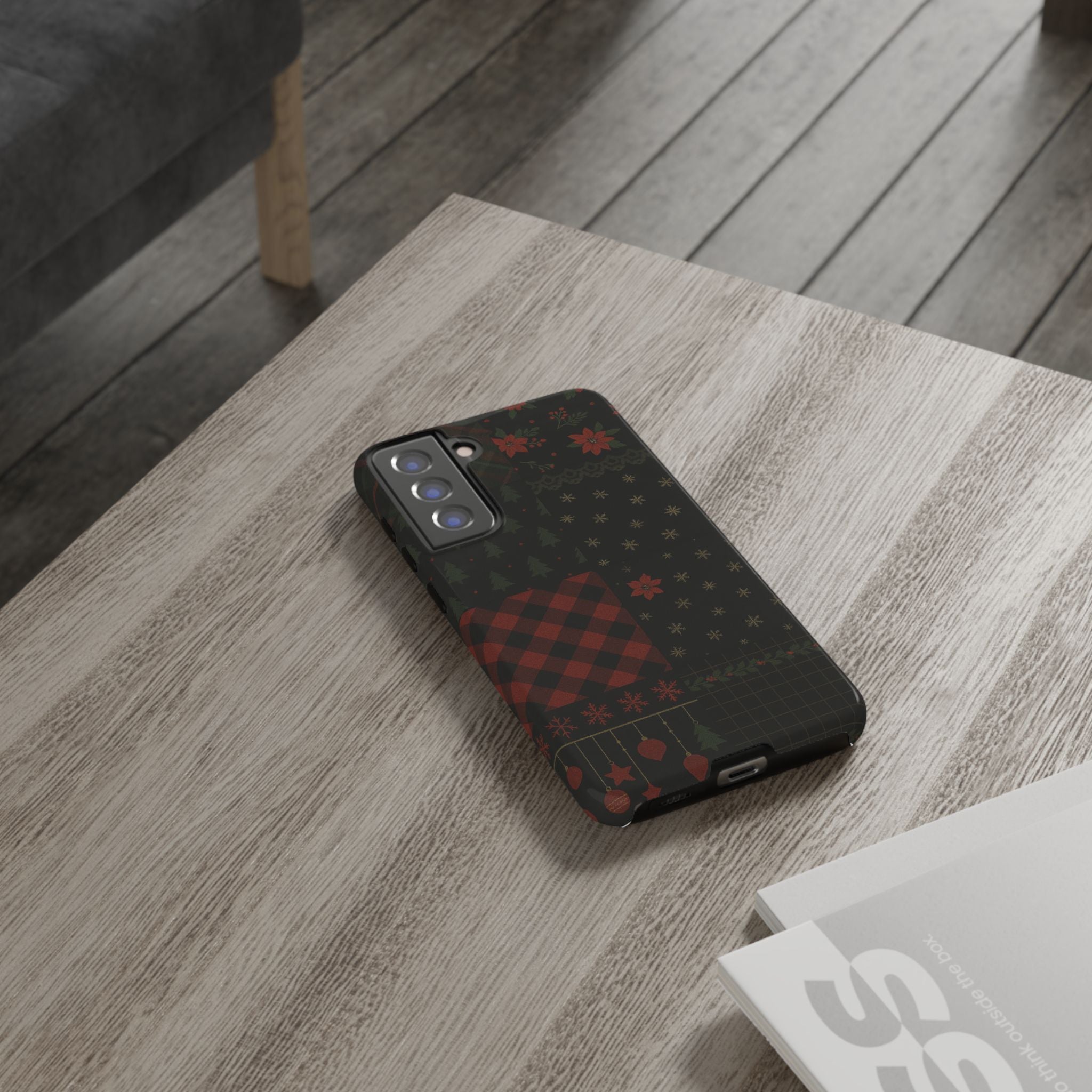 Black Festive Phone Case - Christmas Phone Cover - Tough Design