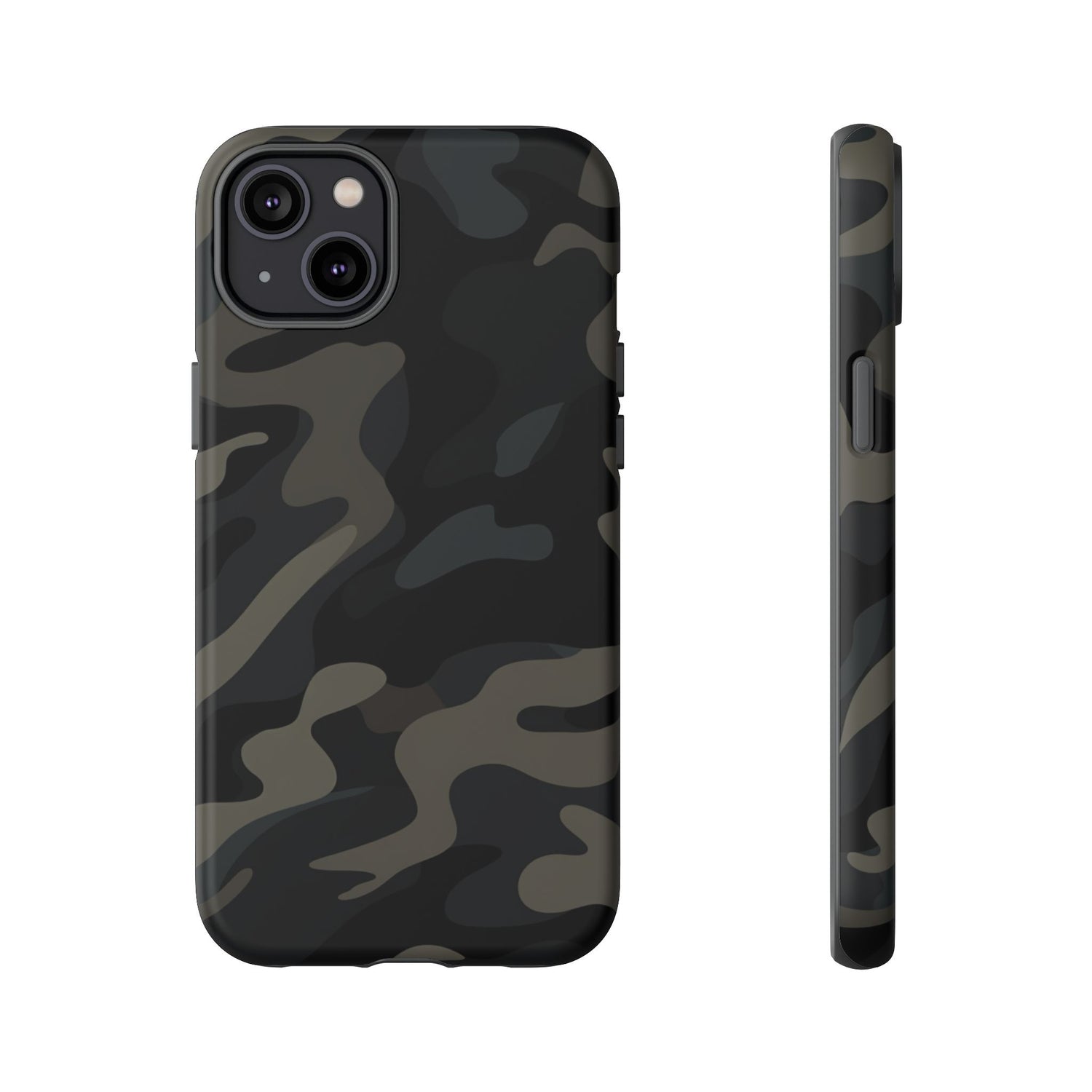 Black Camouflage Phone Case for iPhone, Samsung and Google Pixel iPhone 14 Plus Matte