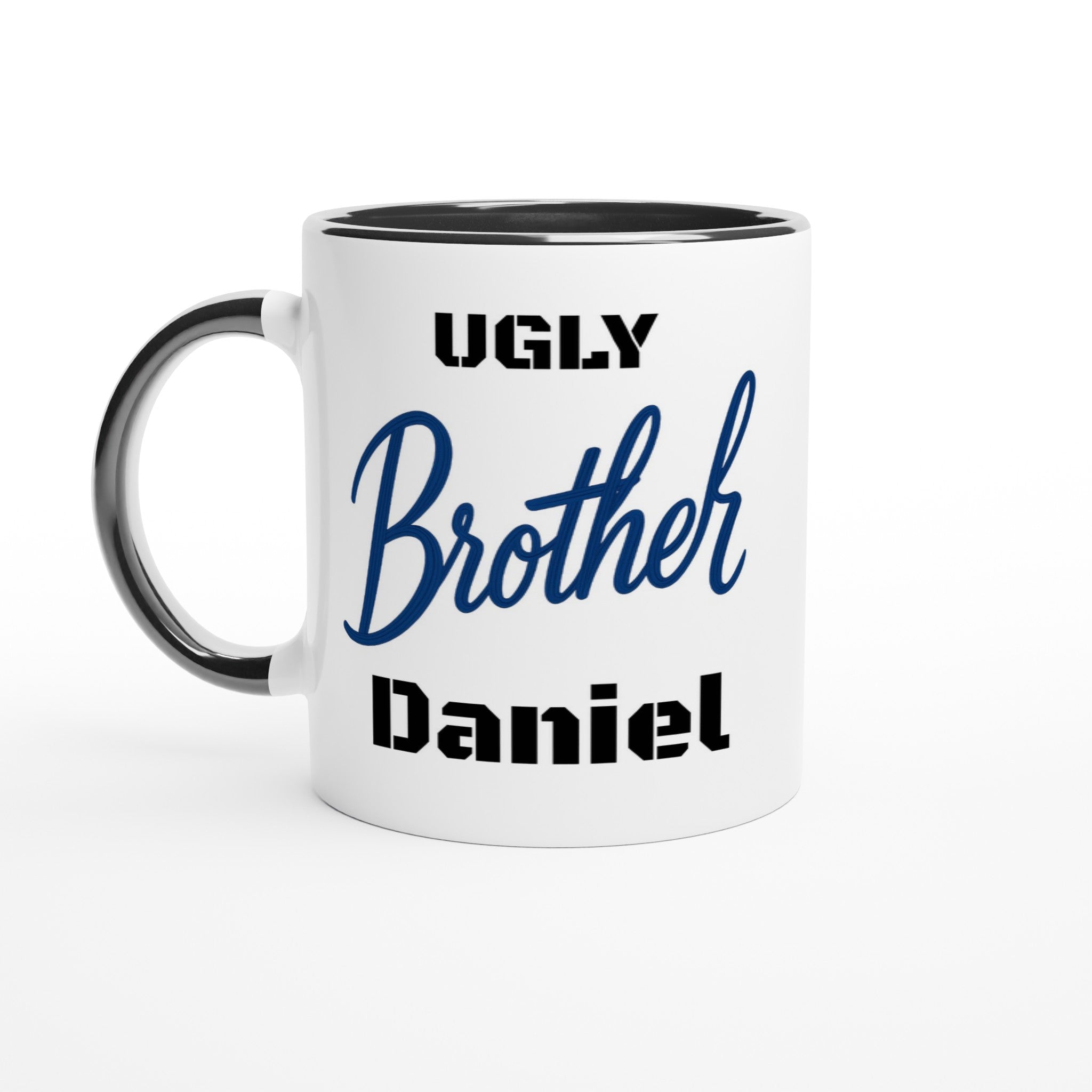 Brother Mug - Blue Brush Script Mug with Heart – Blue Calligraphy 11oz Coffee Cup – Gift for Brother, Birthday or Everyday Surprise