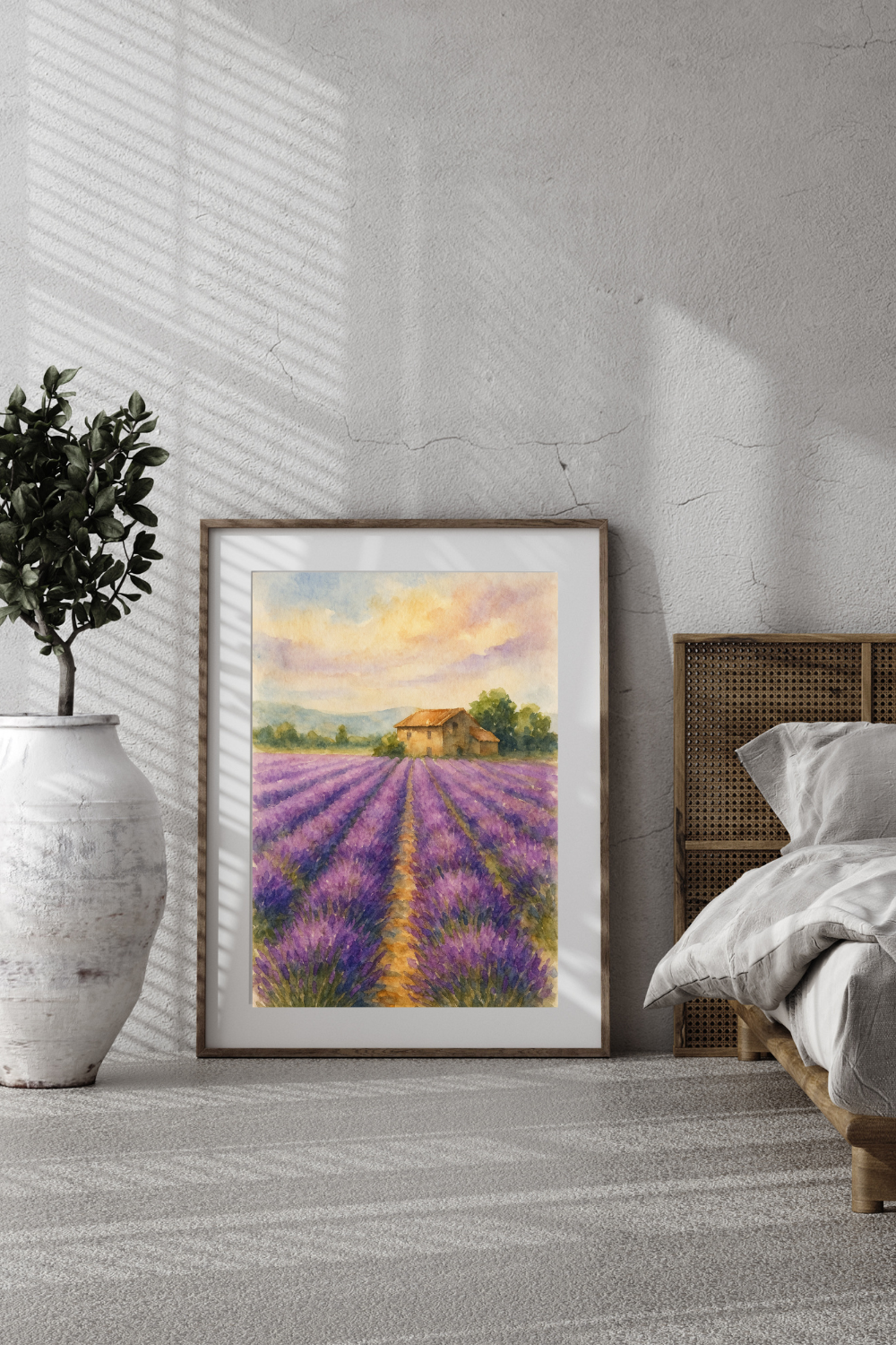 Lavender Fields Provence Watercolour Print - France Travel Wall Art