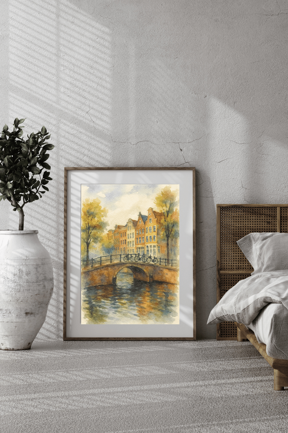 Amsterdam Canal Watercolor Print - Netherlands Travel Poster