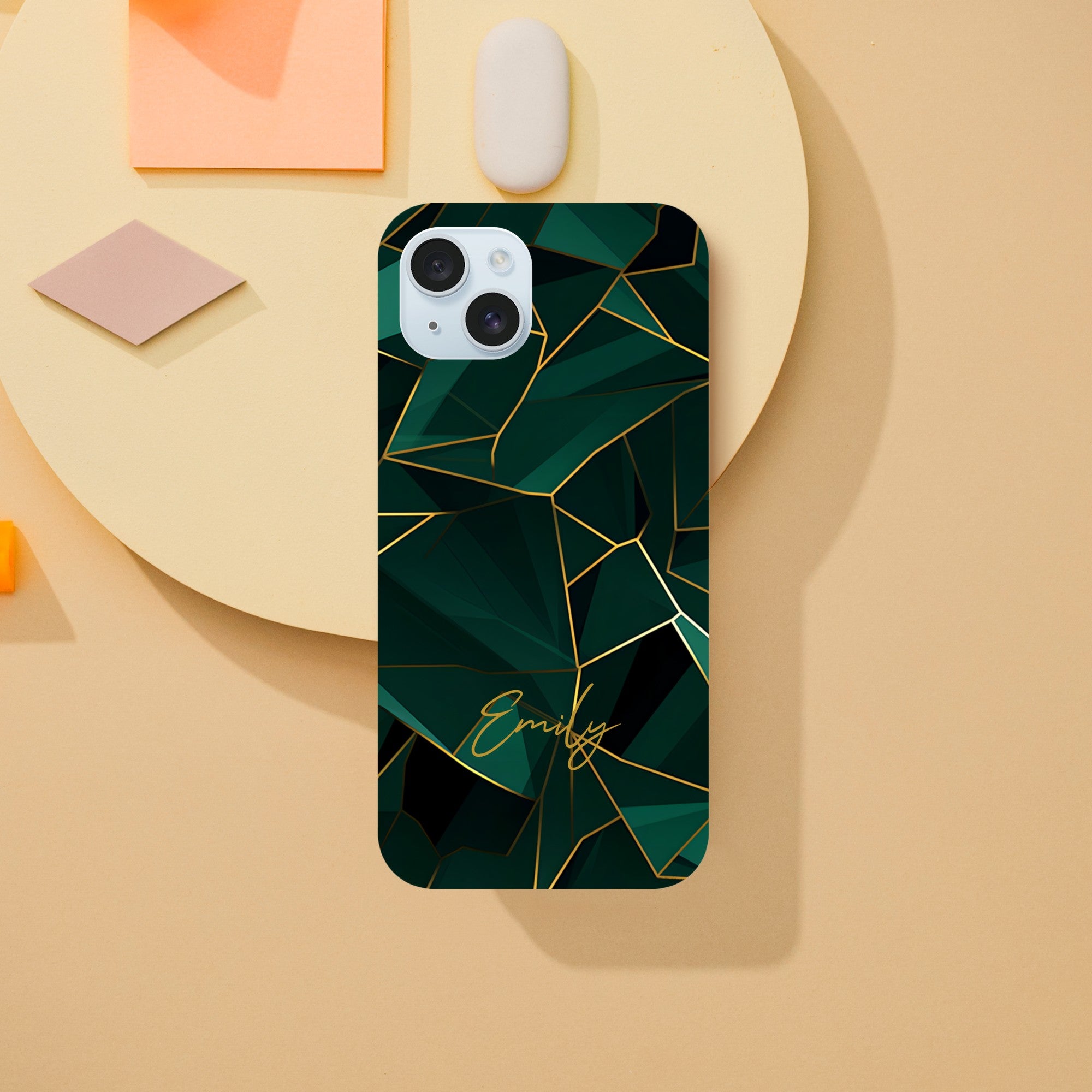 Personalized Emerald Green Tough iPhone Case - Luxury Double-Layer Protection iPhone 15 Plus