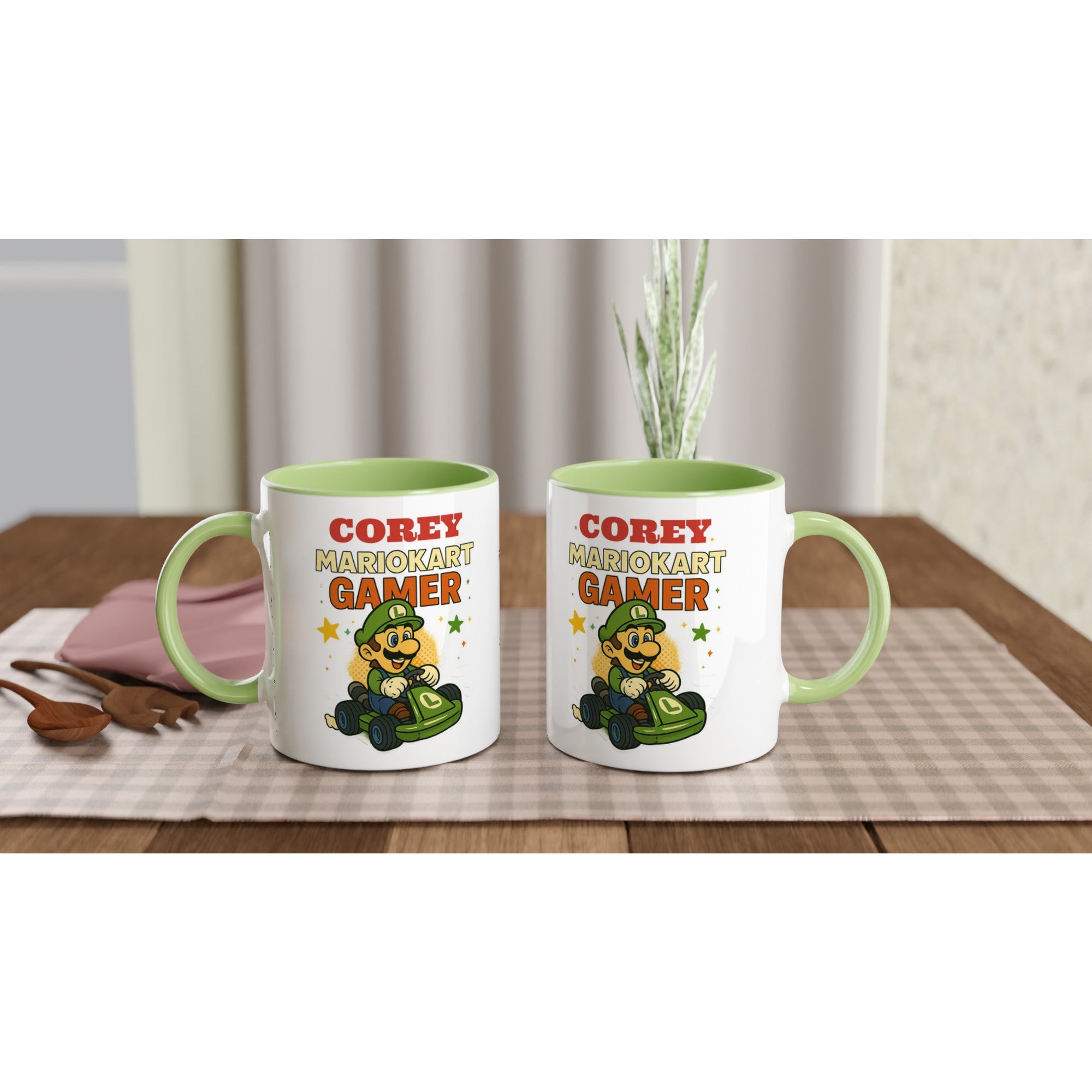 Personalized Mario Kart Gamer Mug - Luigi Mug - Funny Gift for Gamers - 11oz Ceramic Coffee Cup
