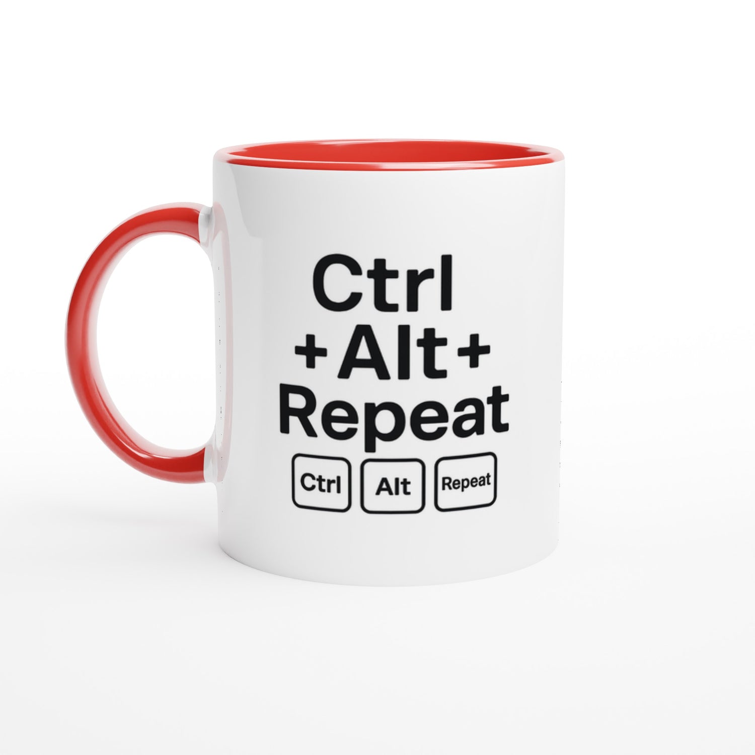 CTRL + ALT + REPEAT Mug - Funny Gift for Tech Lovers - Ceramic Coffee Cup Ceramic Red