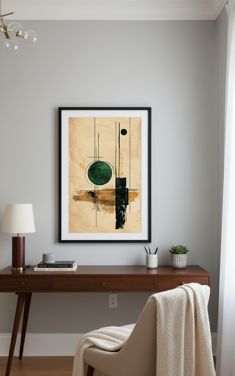 Stillness in Shape – Earth & Emerald Abstract Art Print
