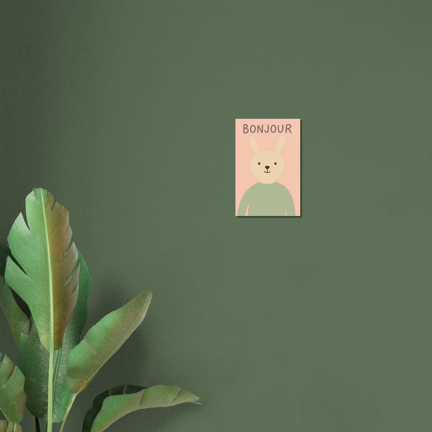 Bonjour Bunny Poster - Adorable Nursery Decor for Baby Girl - Classic Matte Art Print 30x45 cm 12x18″