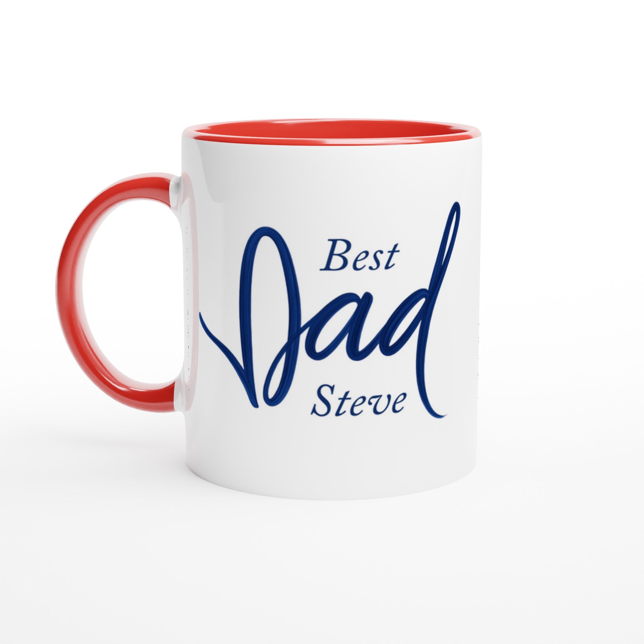 Dad Mug - Blue Brush Script Mug with Heart – Elegant Blue Calligraphy 11oz Coffee Cup – Father’s Day or Birthday Gift for Dad