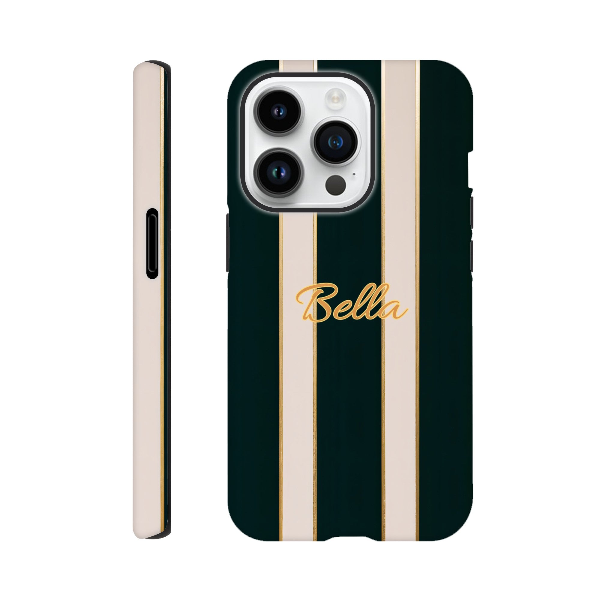 Elegant Striped Phone Case - Black & Cream Design with Gold Accents for iPhone & Samsung | Luxury Protection iPhone 14 Pro