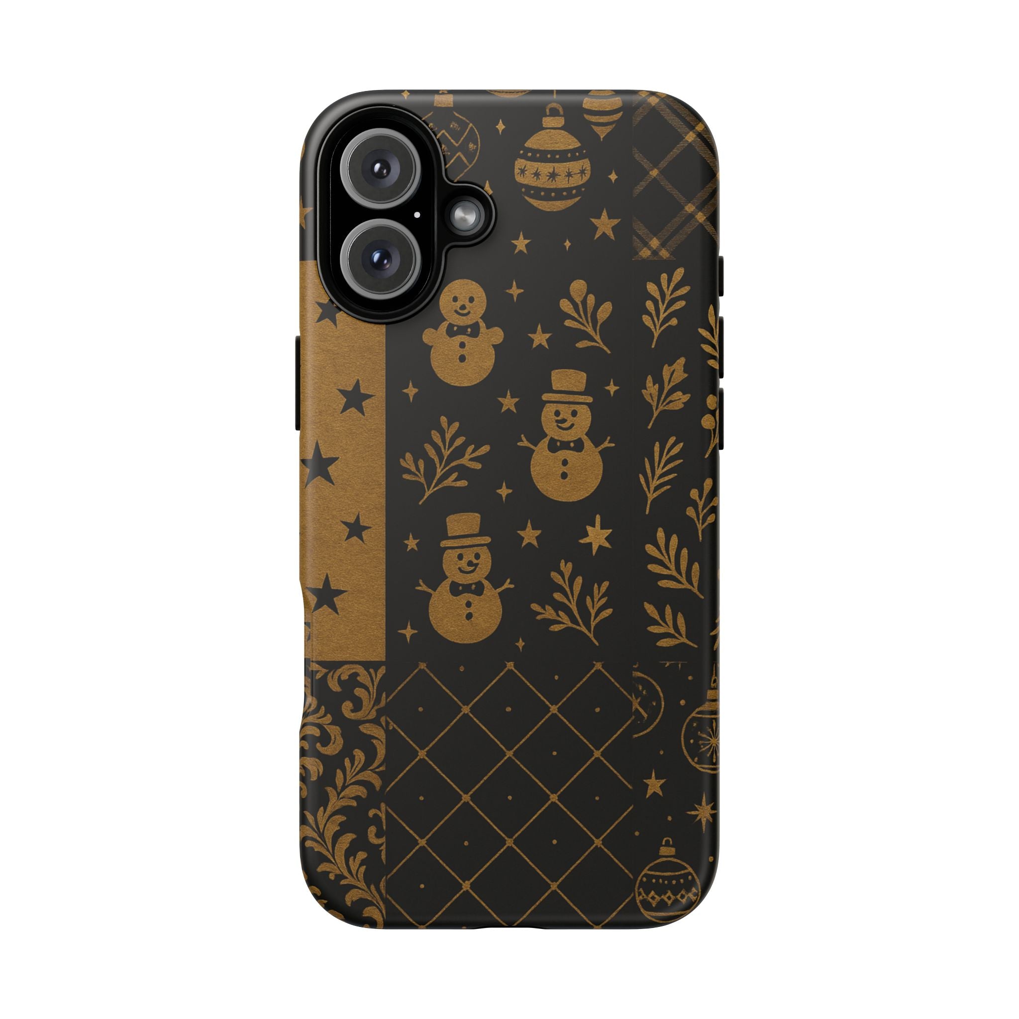 Black Festive Phone Case | Christmas Gift | Holiday Decor | Snowman Design | Tough Cases | Winter Celebration iPhone 16 Plus Matte