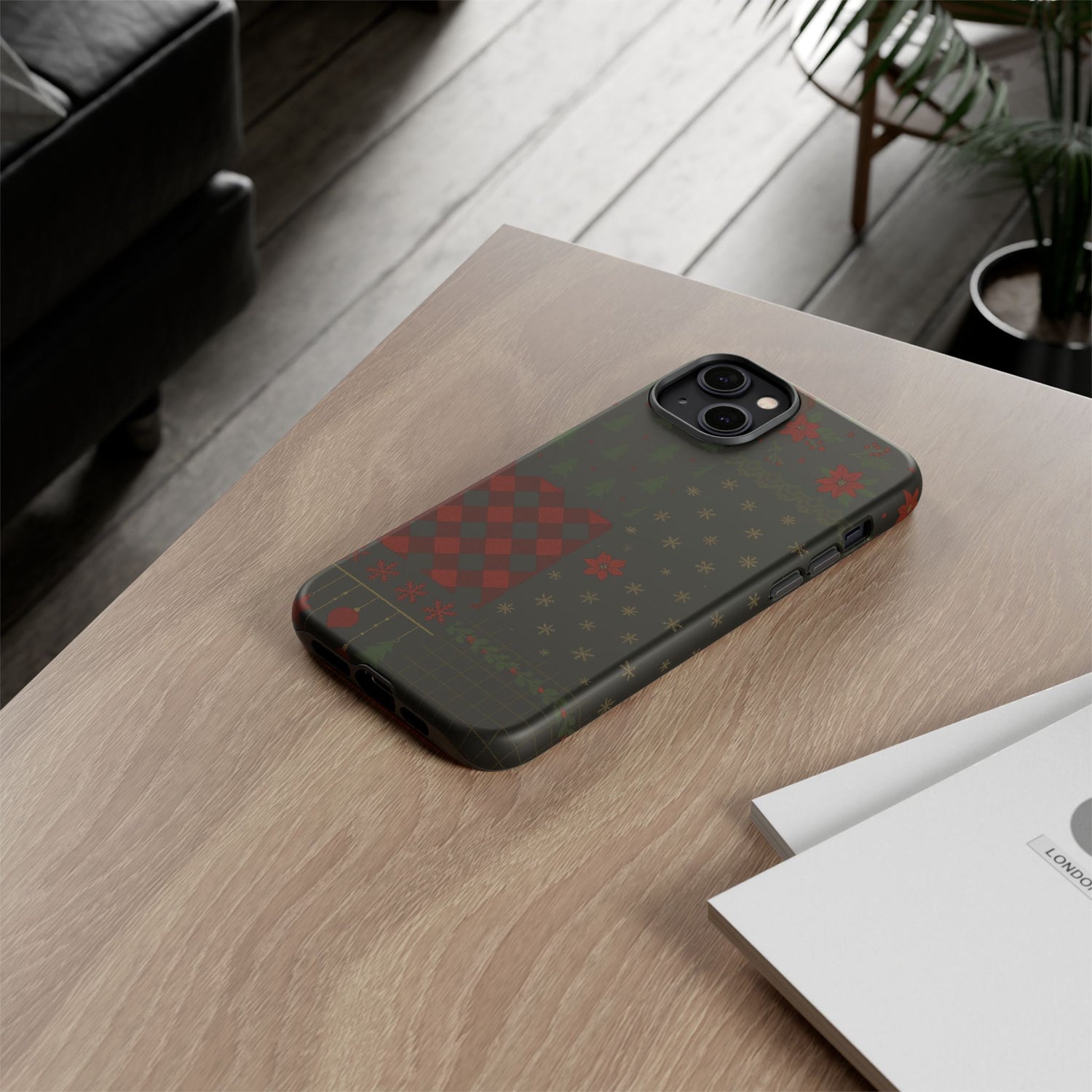 Black Festive Phone Case - Christmas Phone Cover - Tough Design