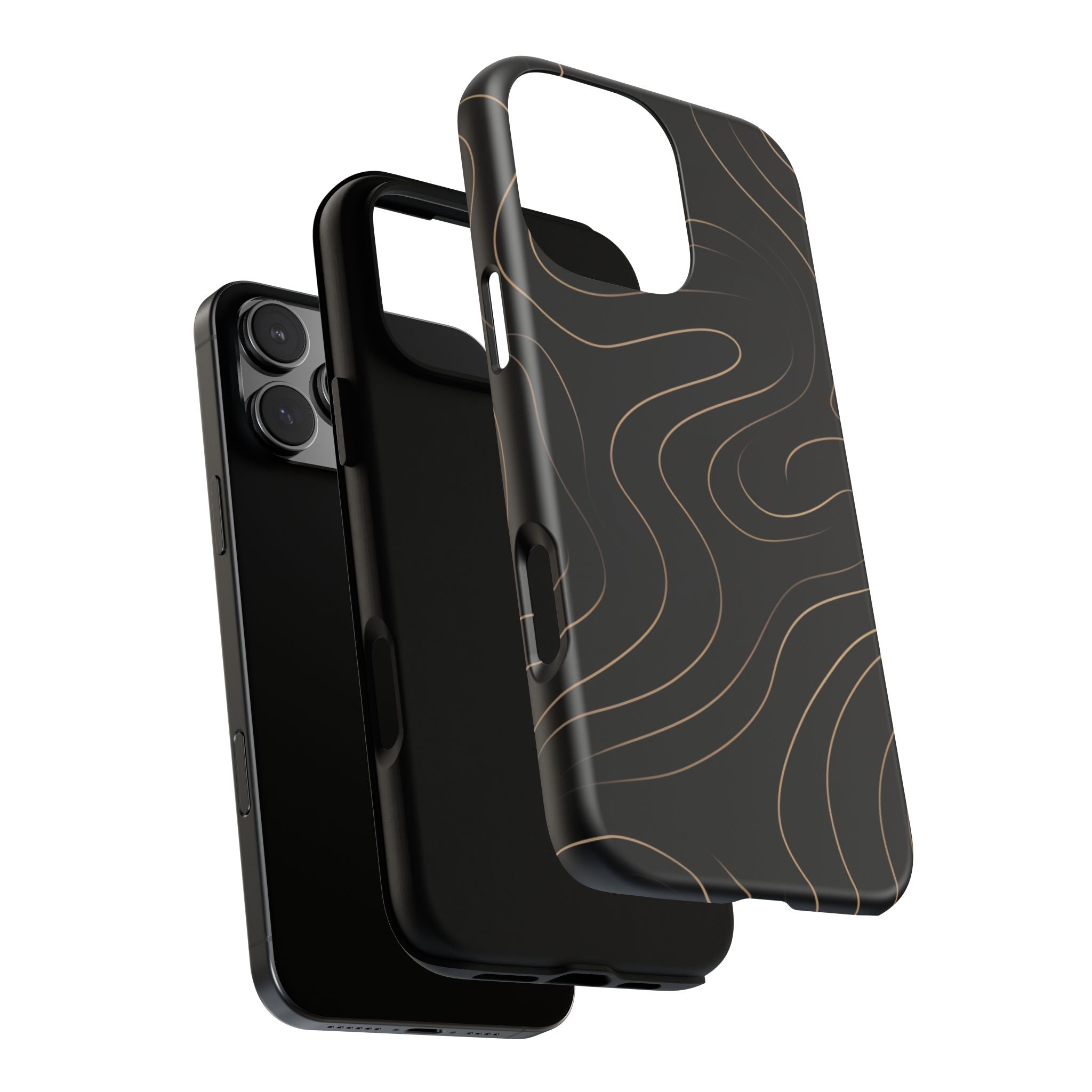 Noir Topograph - Black Minimalist Line Art Phone Case