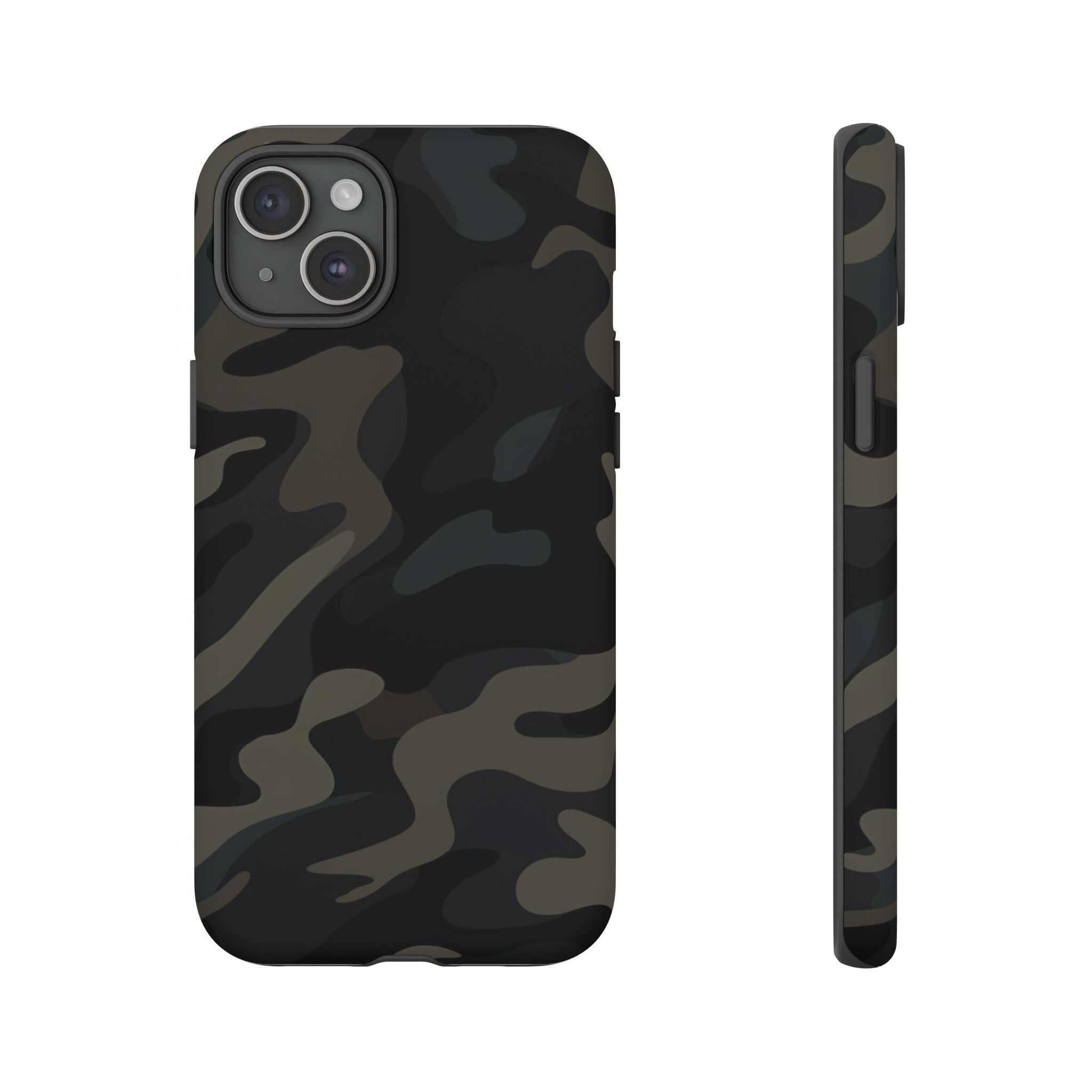 Black Camouflage Phone Case for iPhone, Samsung and Google Pixel iPhone 15 Plus Matte