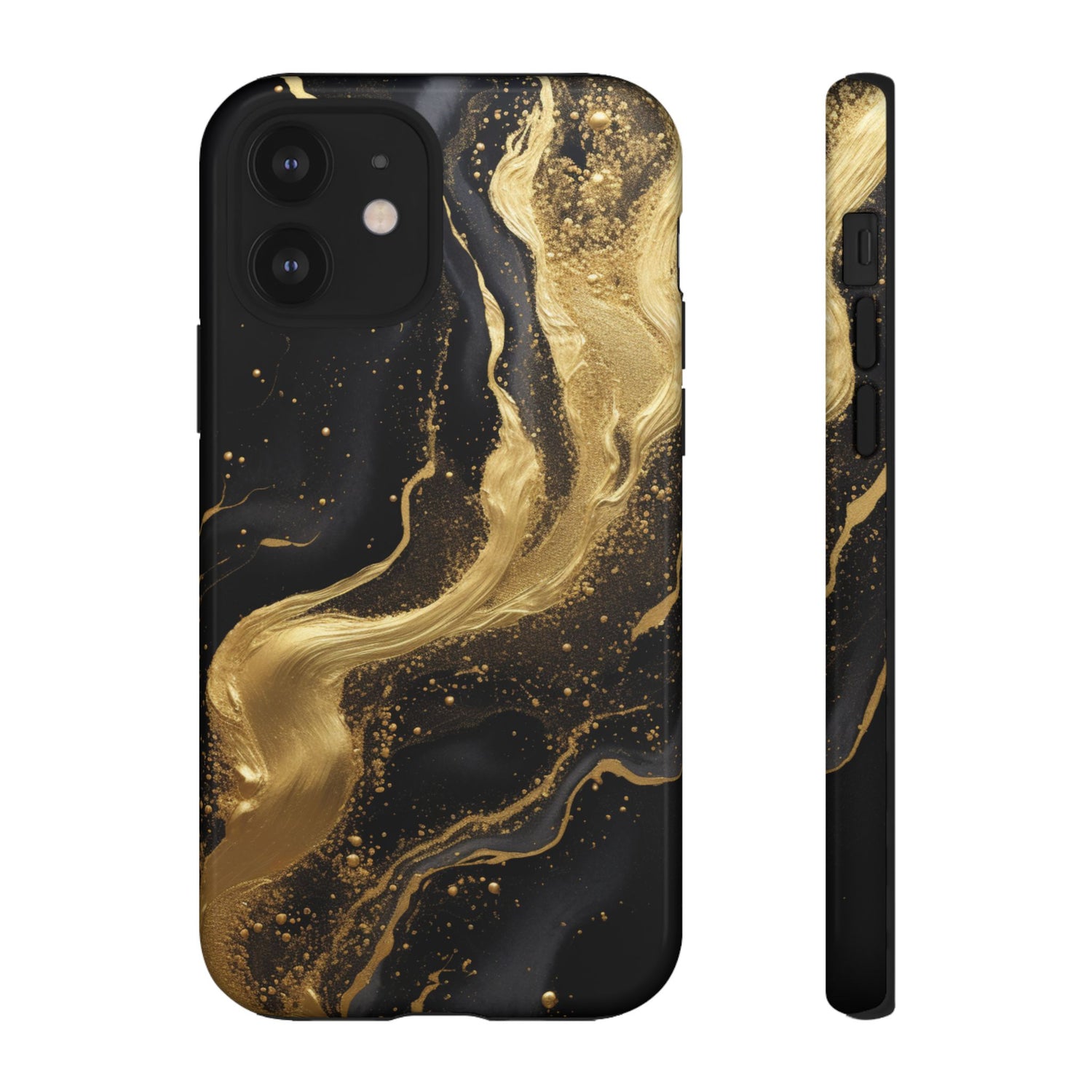 Golden Flow - Black & Gold Marble Luxe Phone Case iPhone 12 Glossy