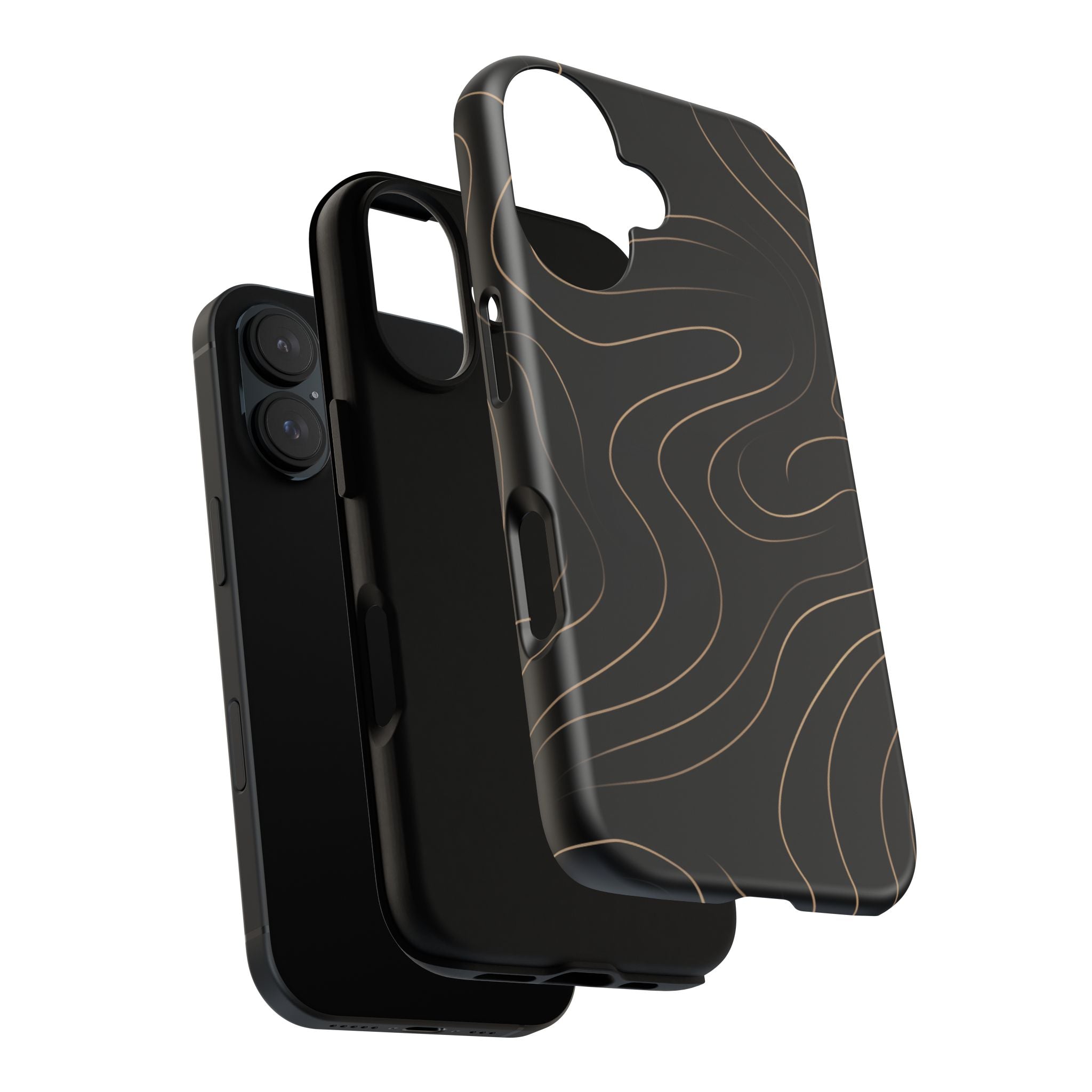 Noir Topograph - Black Minimalist Line Art Phone Case