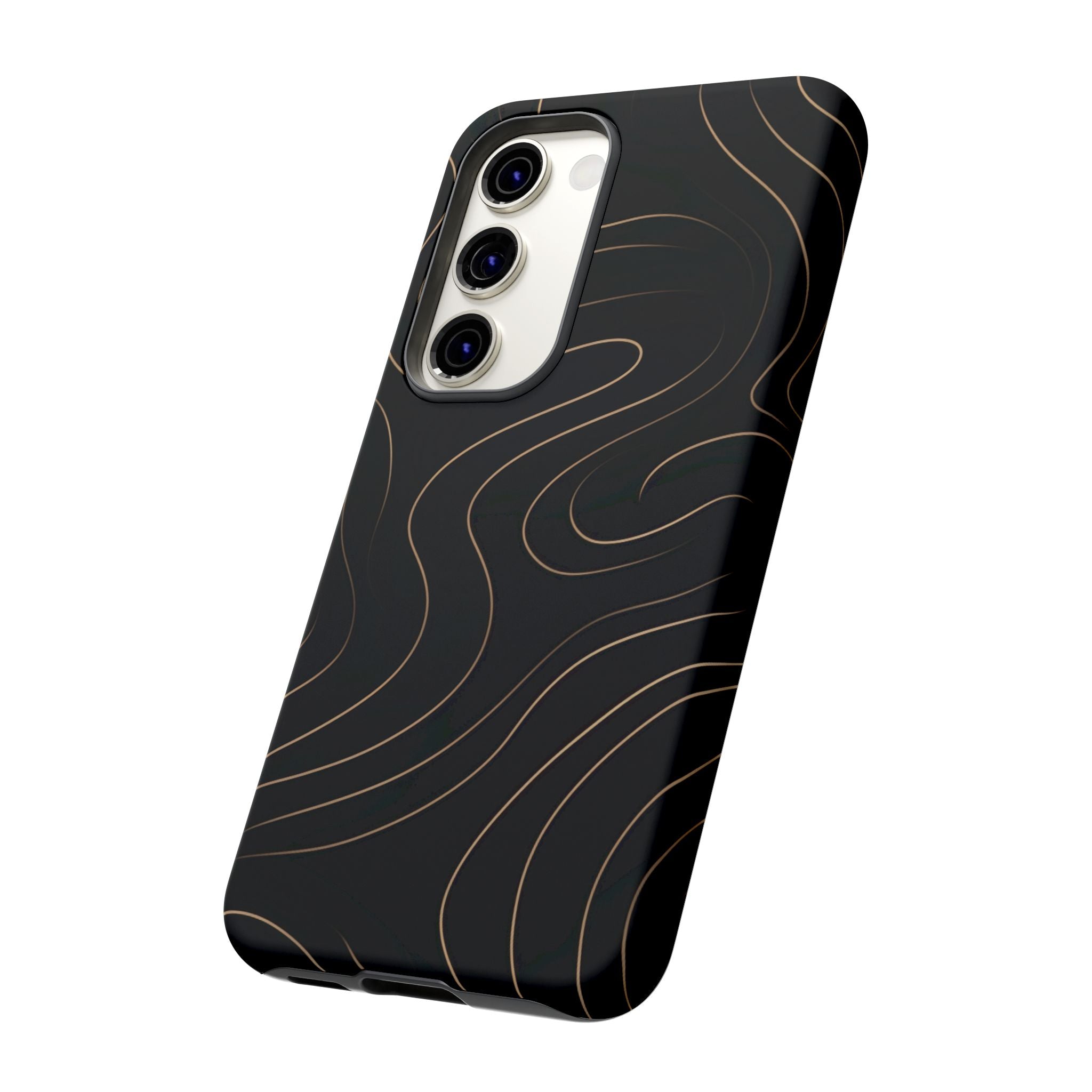 Noir Topograph - Black Minimalist Line Art Phone Case