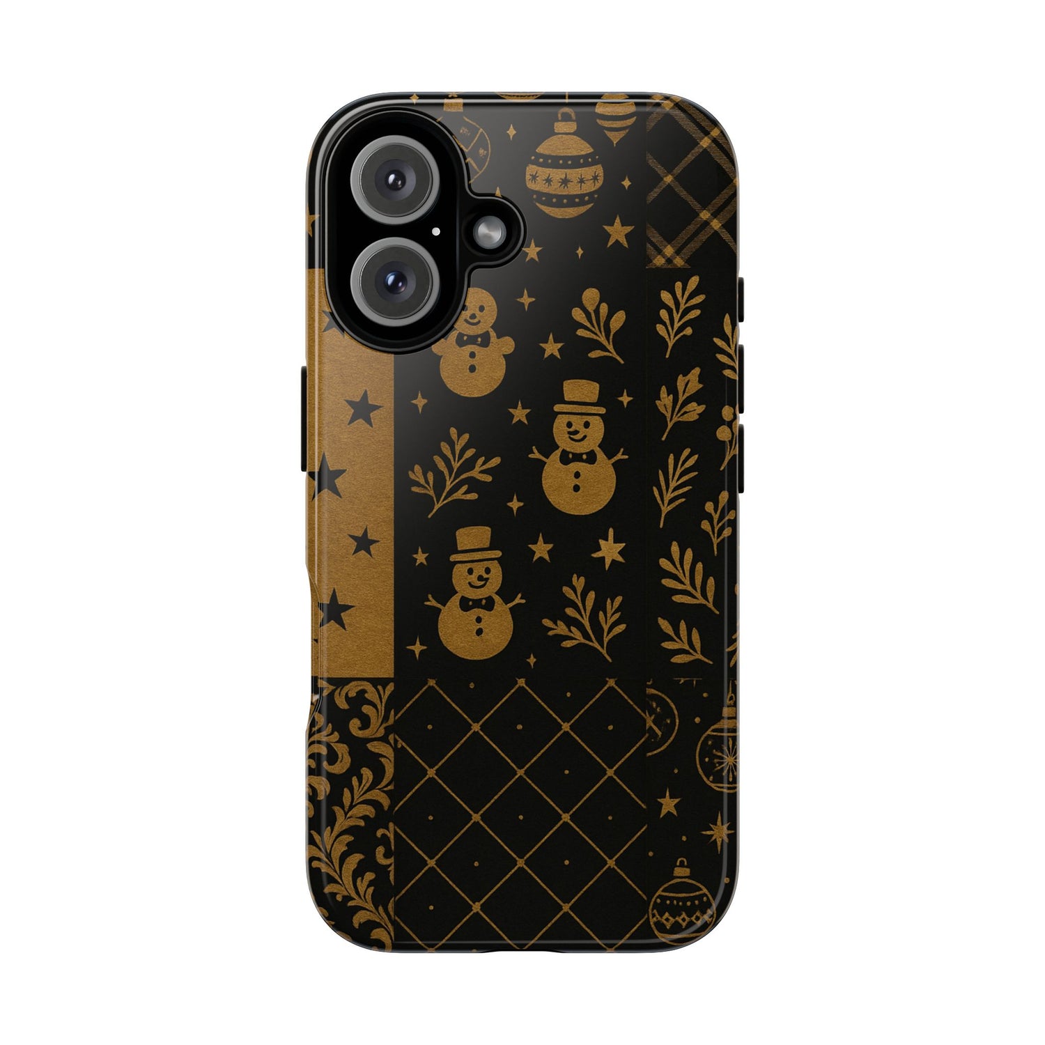 Black Festive Phone Case | Christmas Gift | Holiday Decor | Snowman Design | Tough Cases | Winter Celebration iPhone 16 Glossy