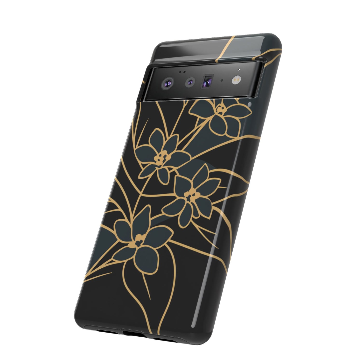 Golden Bloom - Elegant Floral Line Art Phone Case
