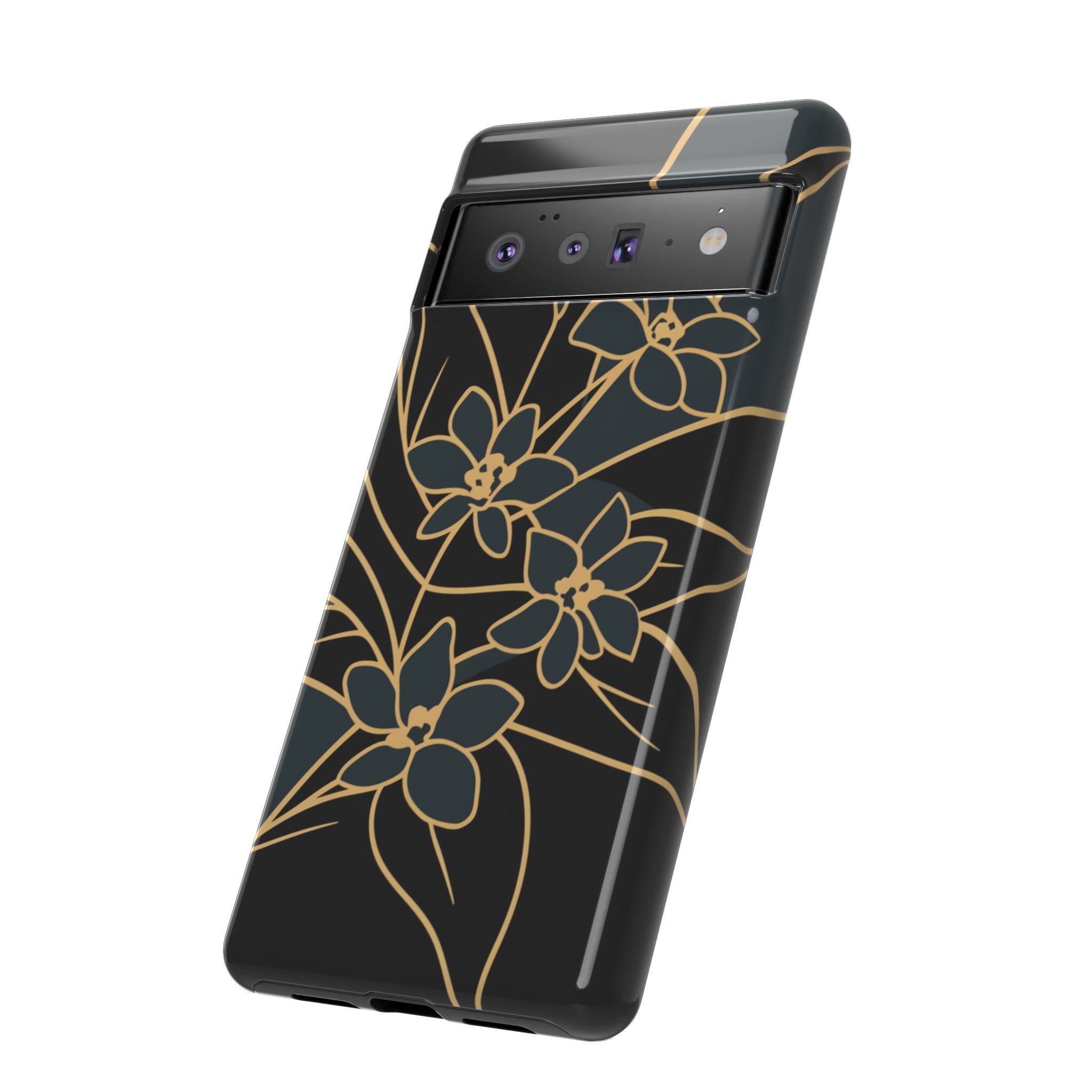Golden Bloom - Elegant Floral Line Art Phone Case