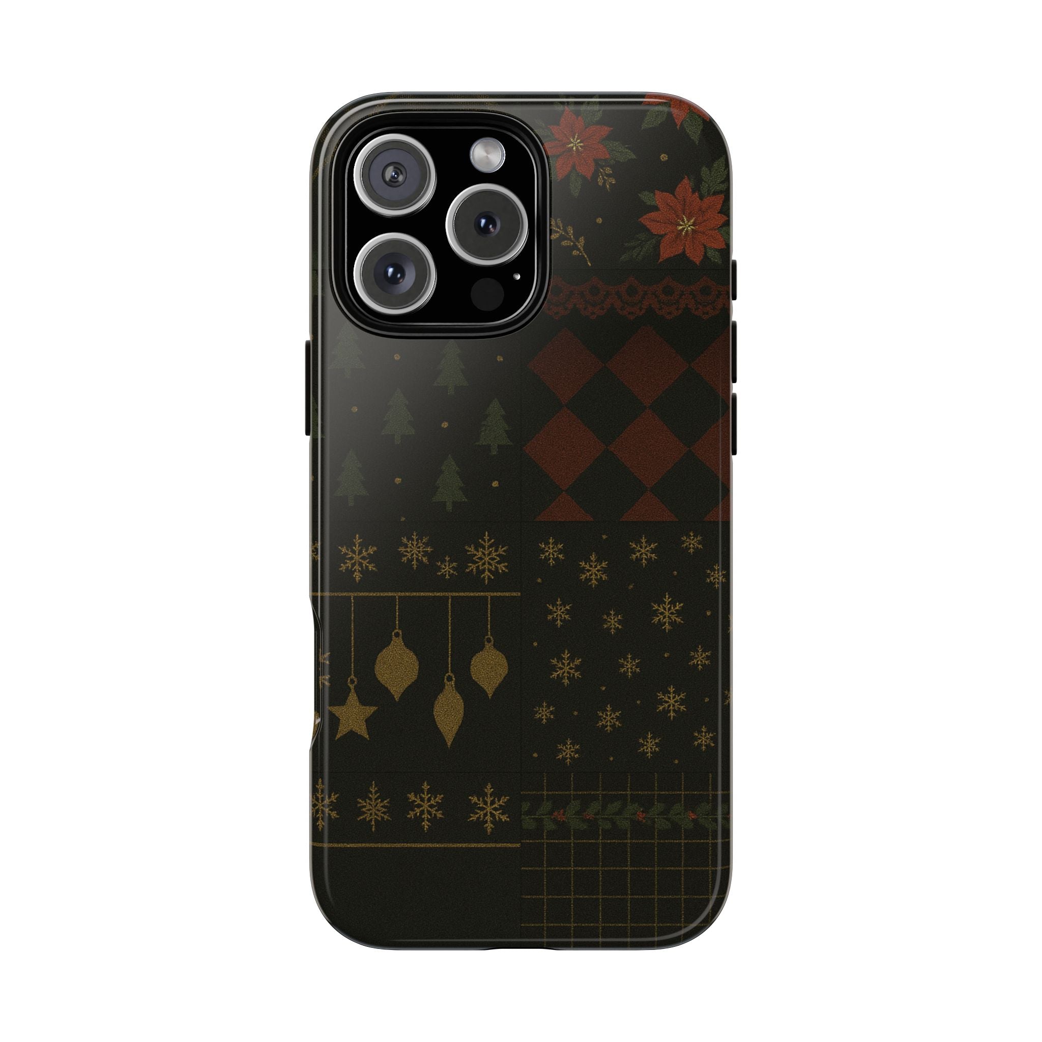 Black Luxury Phone Case for Christmas Festive Season - Tough design iPhone 16 Pro Max Glossy