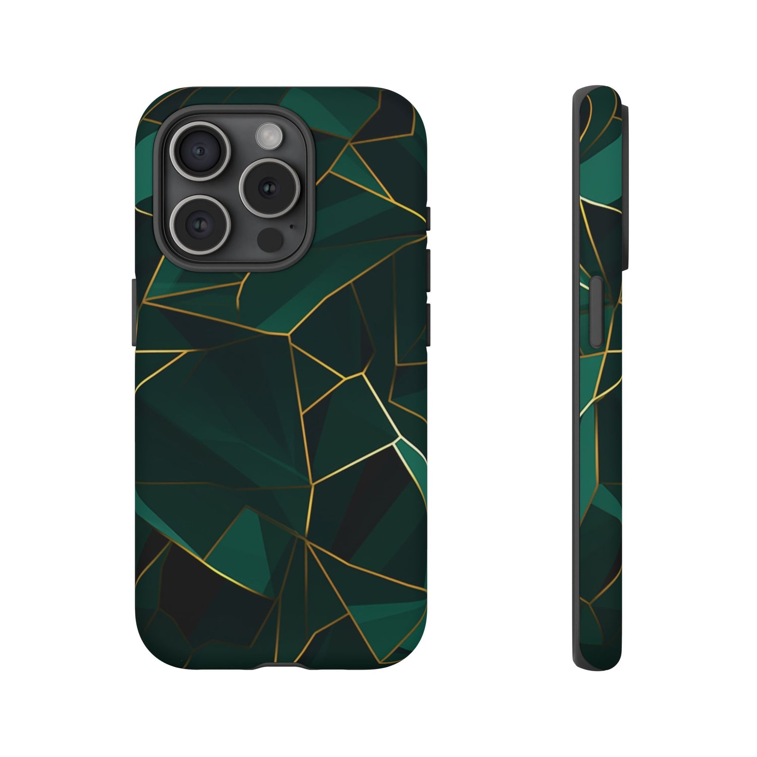 Emerald Veil - Geometric Luxe Phone Case iPhone 15 Pro Matte