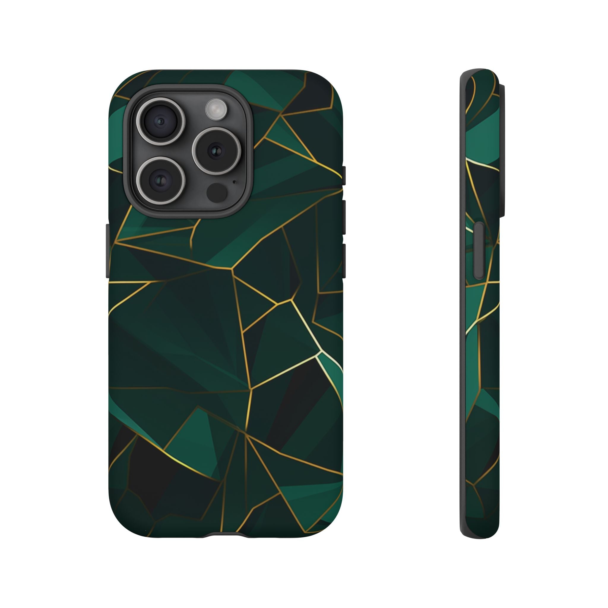 Emerald Veil - Geometric Luxe Phone Case iPhone 15 Pro Matte