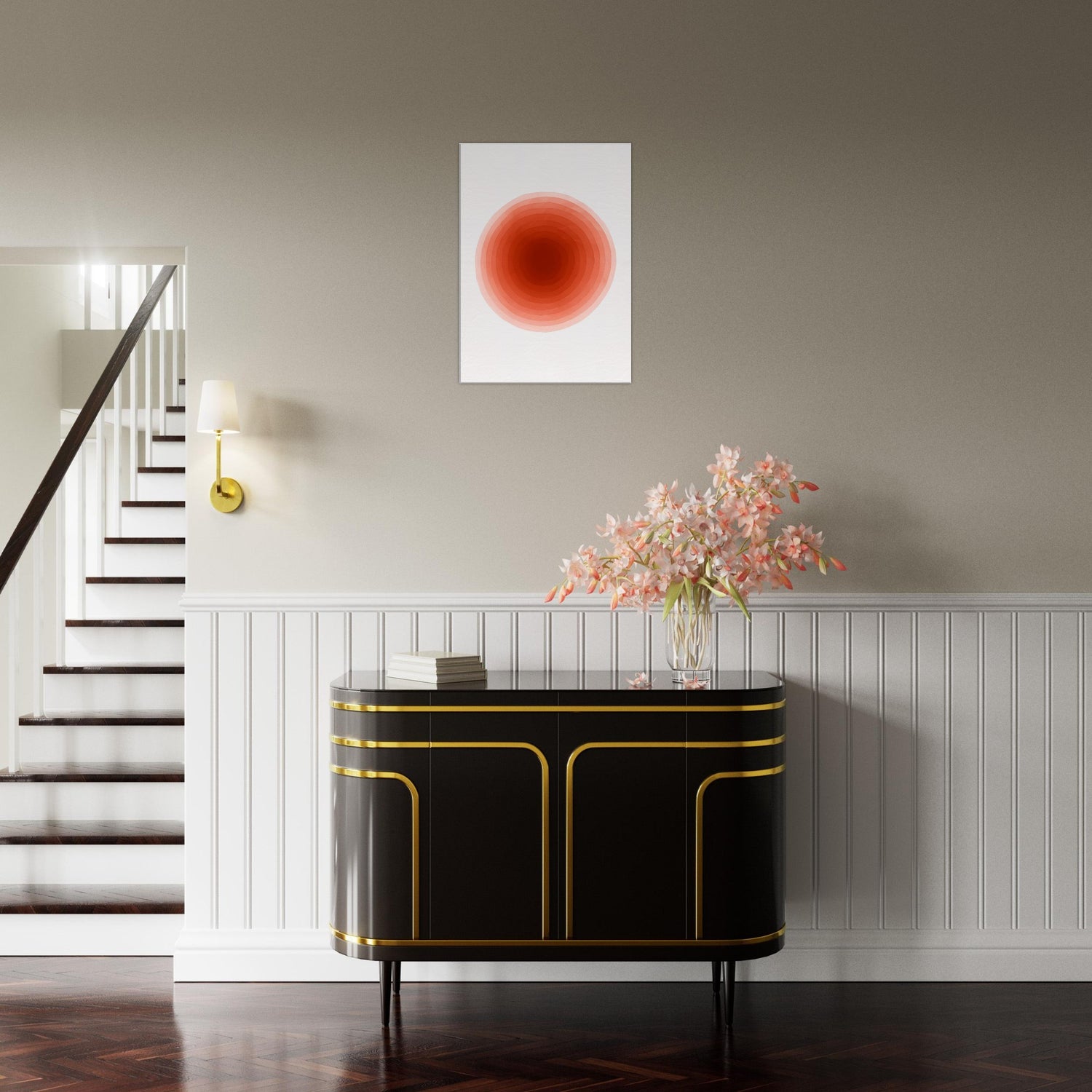 Crimson Pulse – Abstract Red Watercolor Circle Print - Slim Canvas - Wall Art