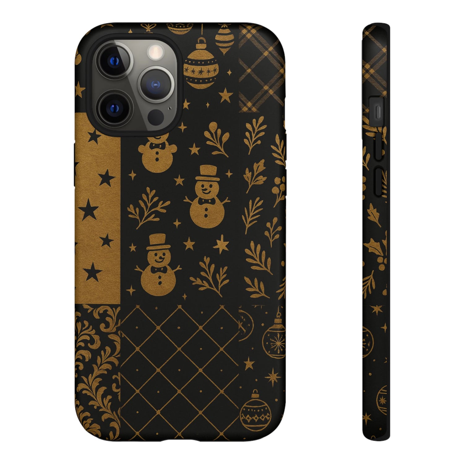 Black Festive Phone Case | Christmas Gift | Holiday Decor | Snowman Design | Tough Cases | Winter Celebration iPhone 12 Pro Max Matte