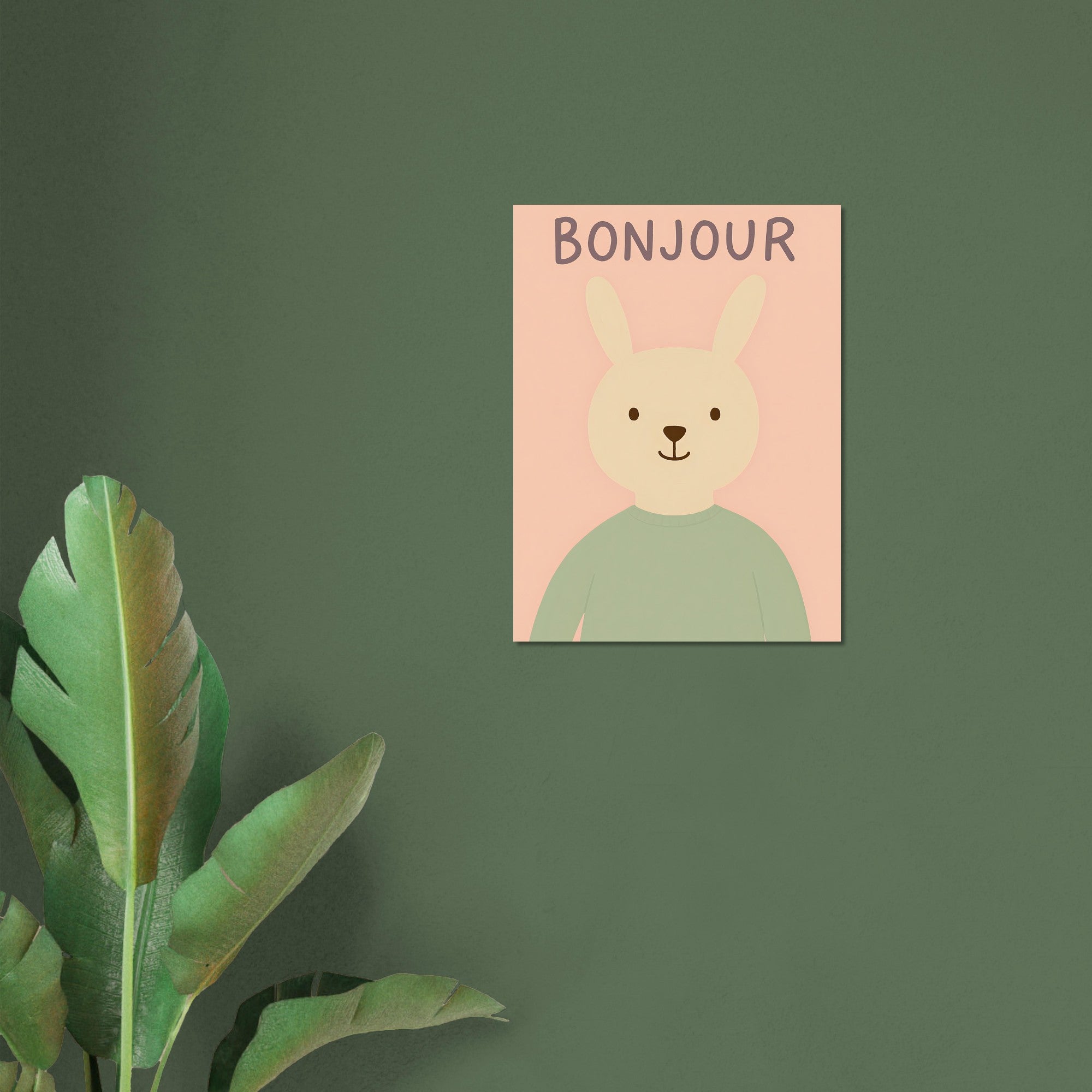 Bonjour Bunny Poster - Adorable Nursery Decor for Baby Girl - Classic Matte Art Print 60x80 cm 24x32″