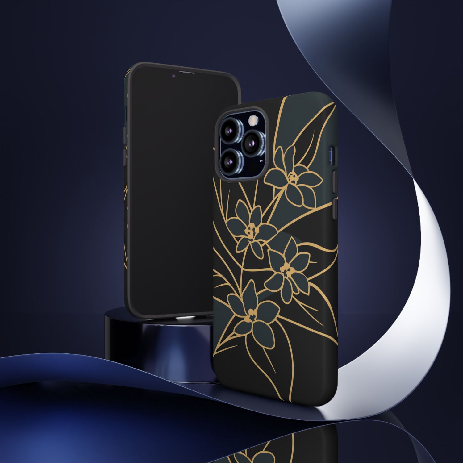 Golden Bloom - Elegant Floral Line Art Phone Case