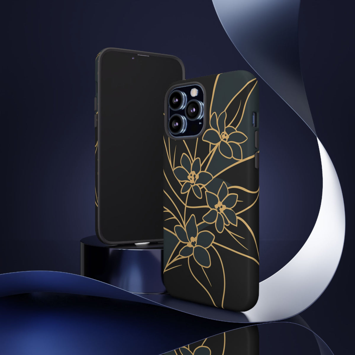 Golden Bloom - Elegant Floral Line Art Phone Case