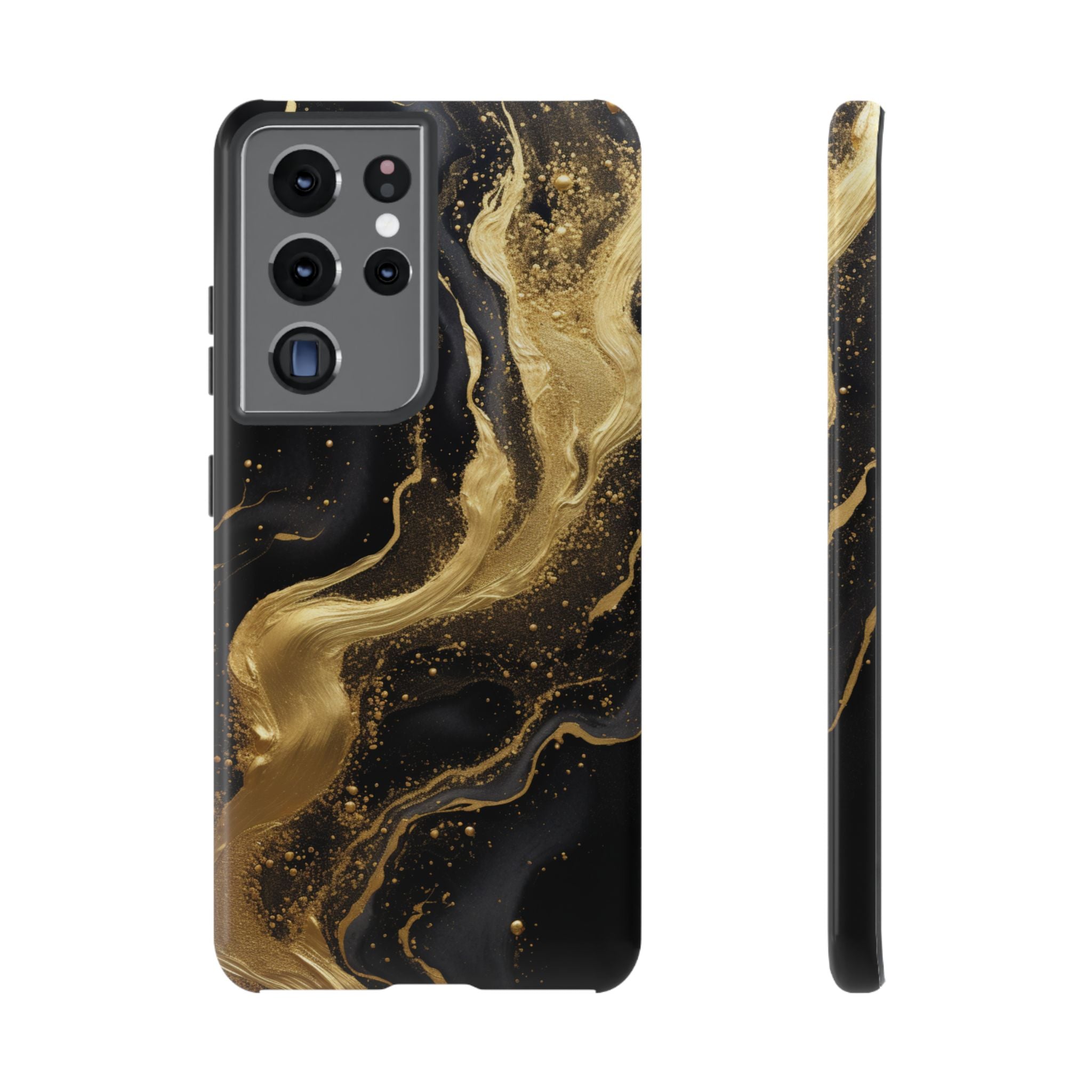 Golden Flow - Black & Gold Marble Luxe Phone Case Samsung Galaxy S21 Ultra Glossy